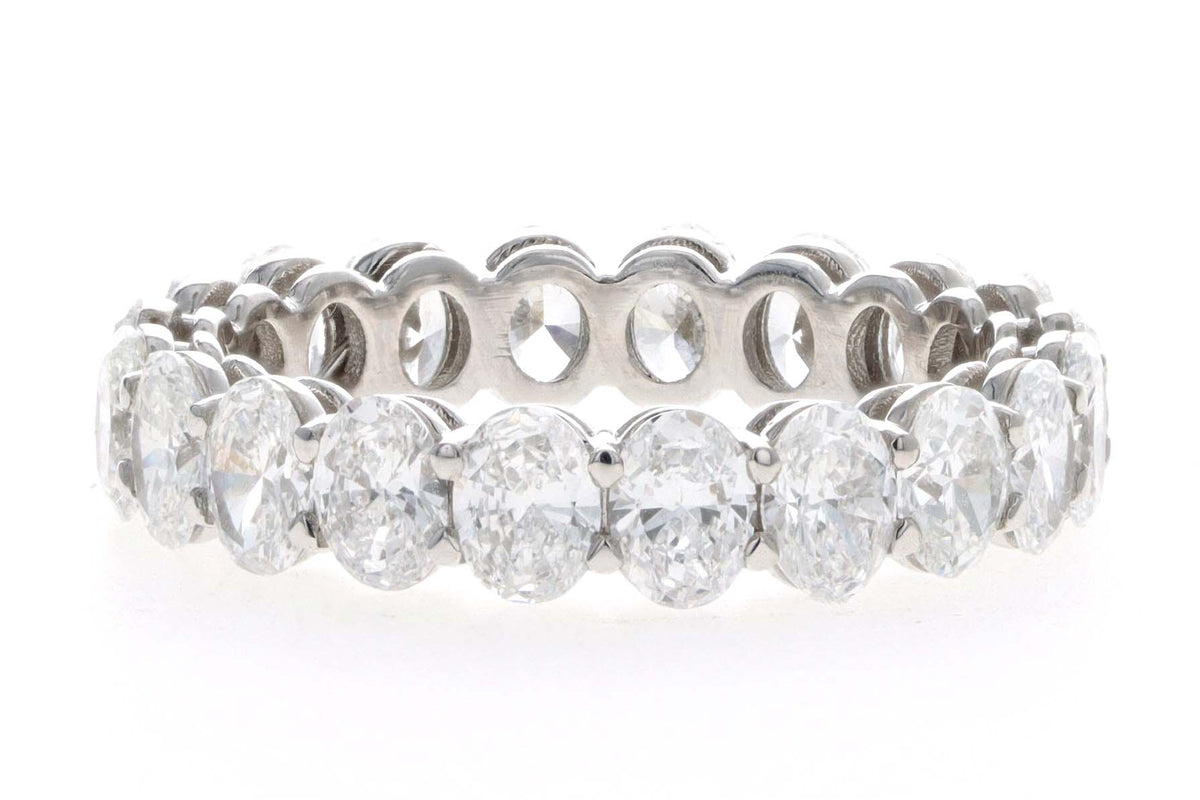 18K White Gold 3.03 Carat Total Weight Oval Cut Diamond Eternity Band - Queen May