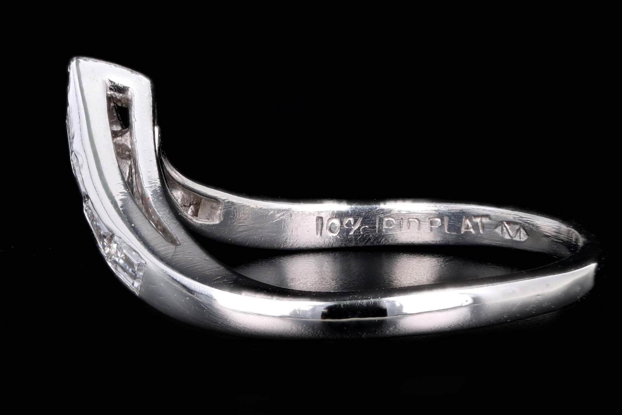 Platinum .20 Carat Total Weight Baguette Diamond Contour Band - Queen May