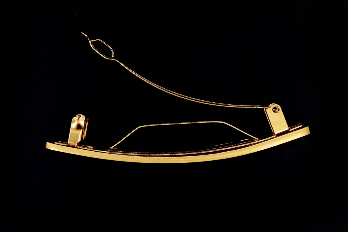 Chanel 1996 Gold Plated Metal Logo Barrette - Queen May