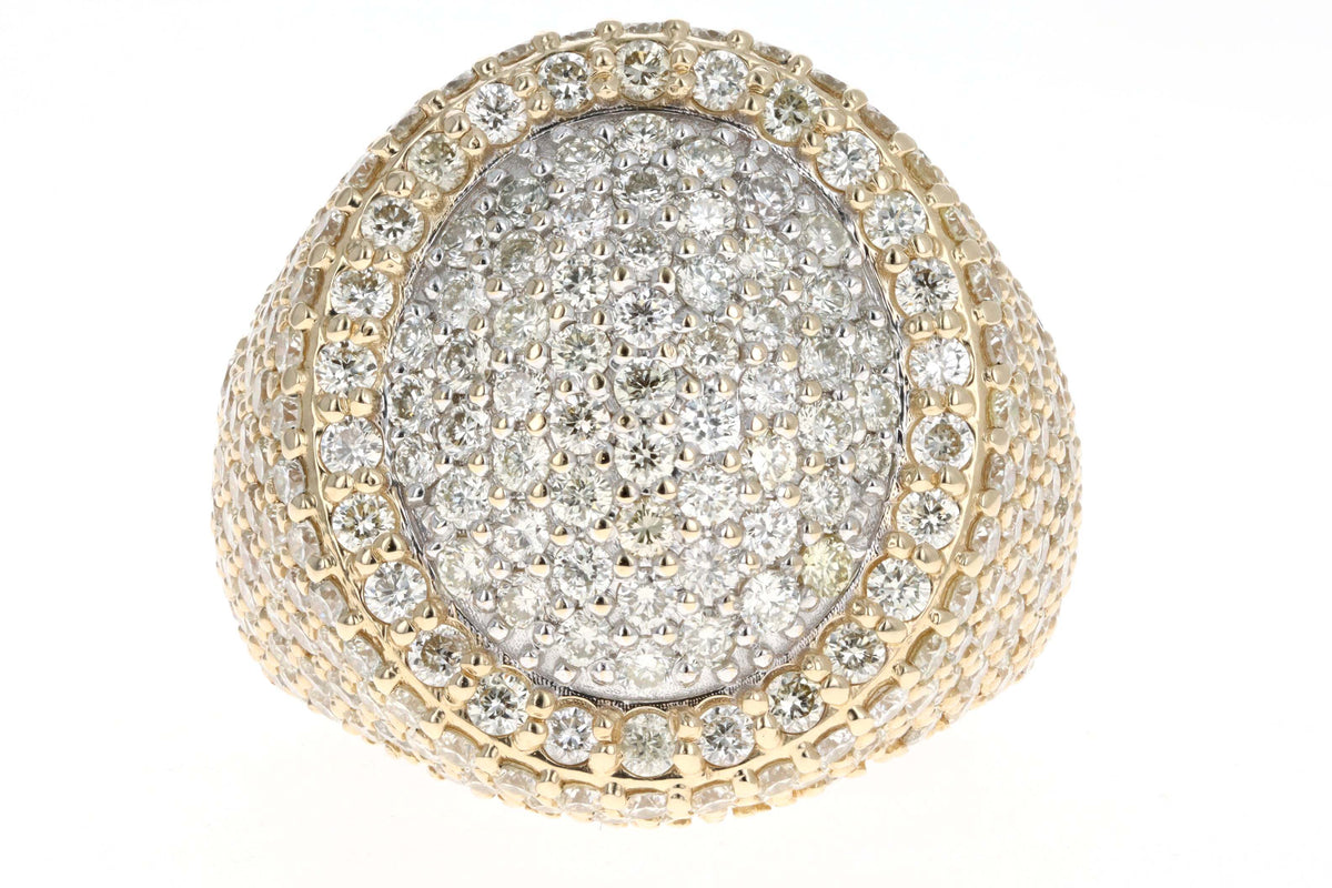 14K Yellow Gold 3.0 Carat Total Weight Round Brilliant Cut Diamond Pave Dome Ring - Queen May