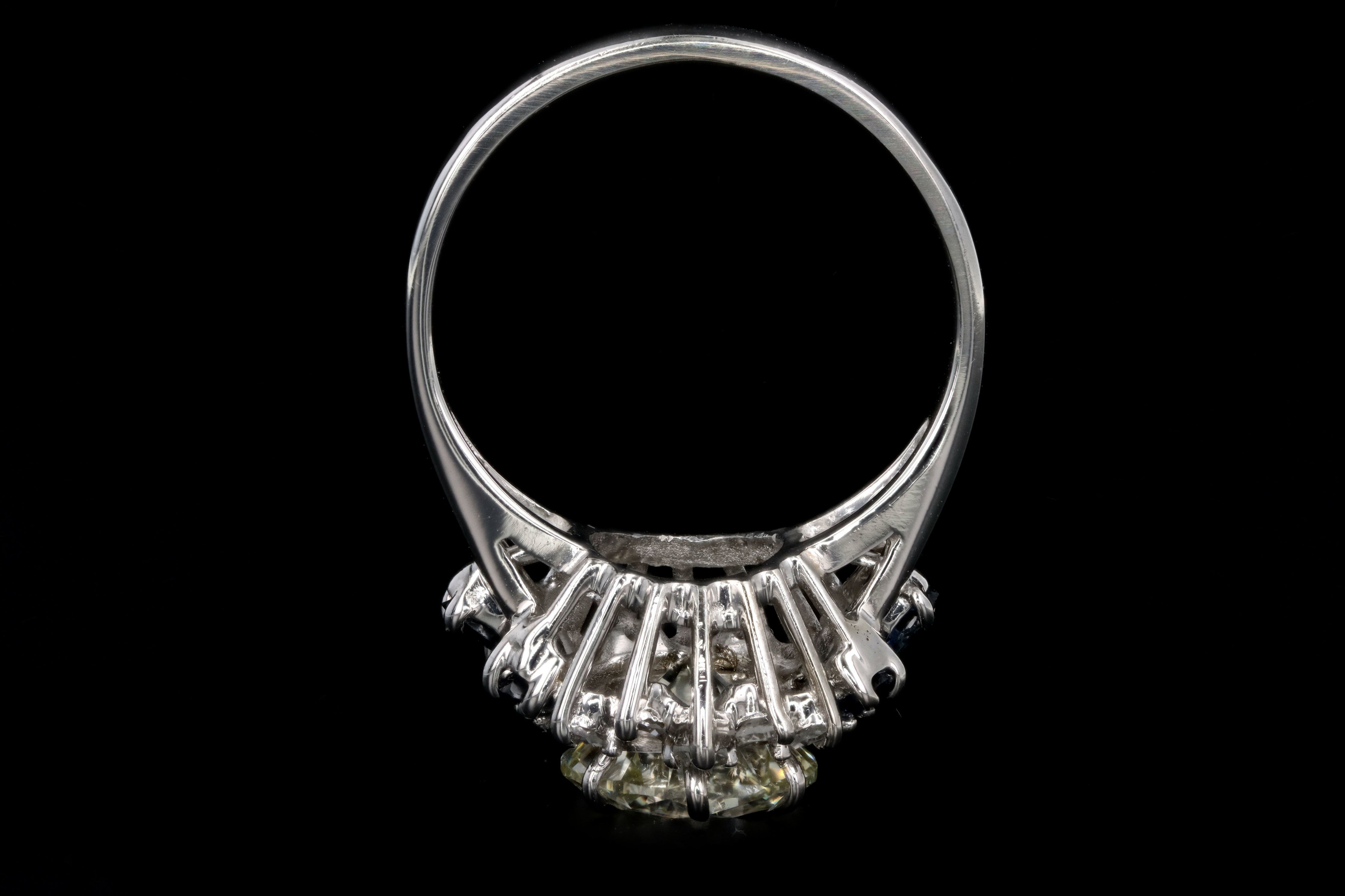 Modern 14K White Gold 2.01 Carat Round Brilliant Diamond & Sapphire Engagement Ring - Queen May