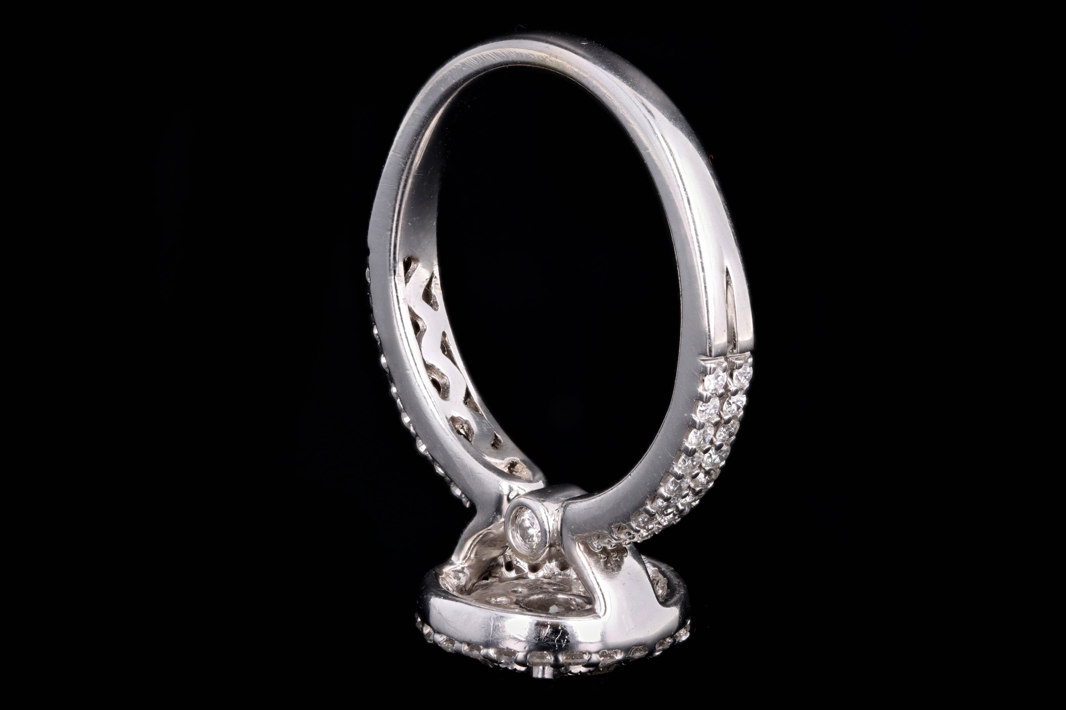 Modern 14K White Gold .25 Carat Round Brilliant Cut Diamond Halo Engagement Ring - Queen May