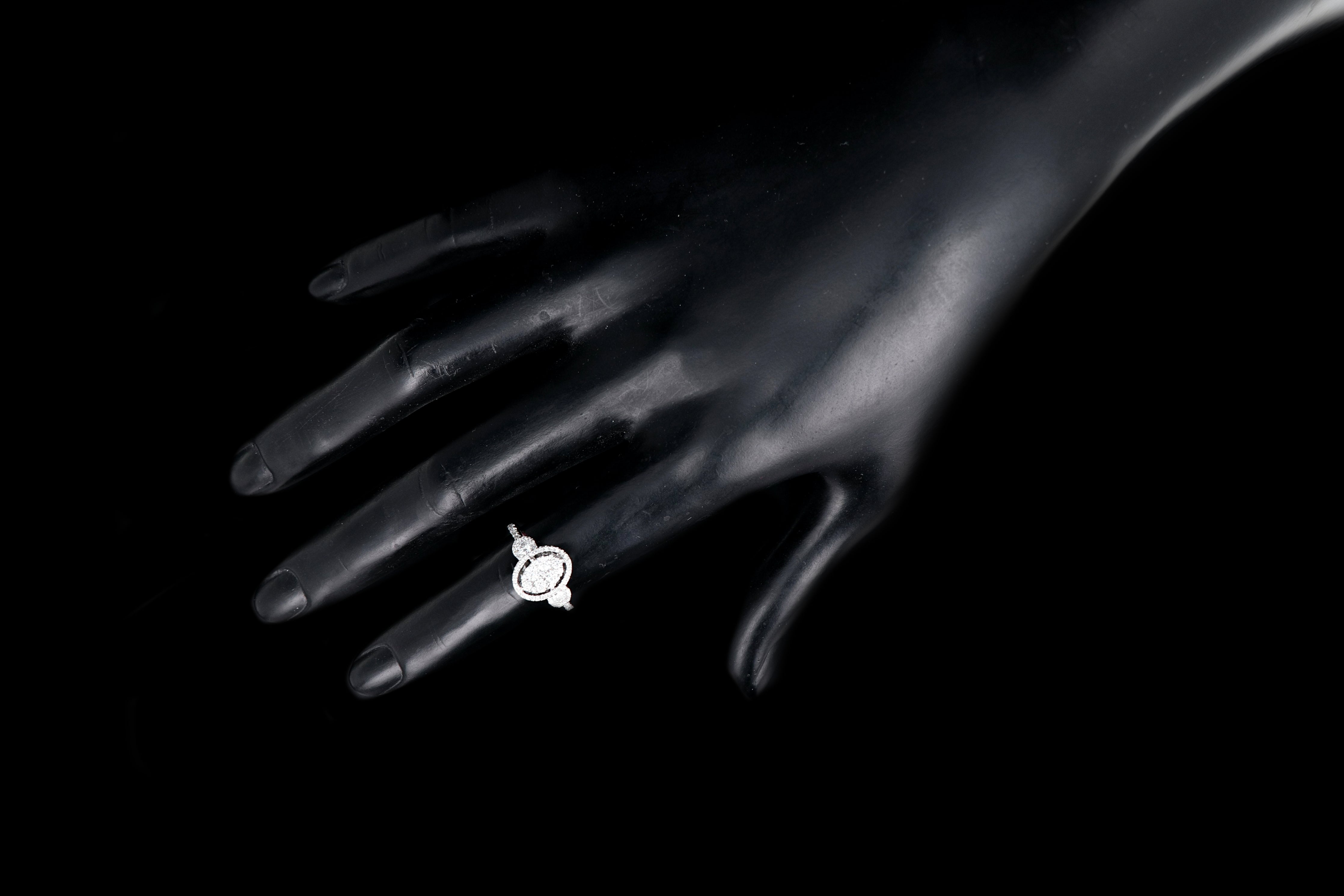 Modern 14K White Gold 1 Carat Total Weight Engagement Ring - Queen May