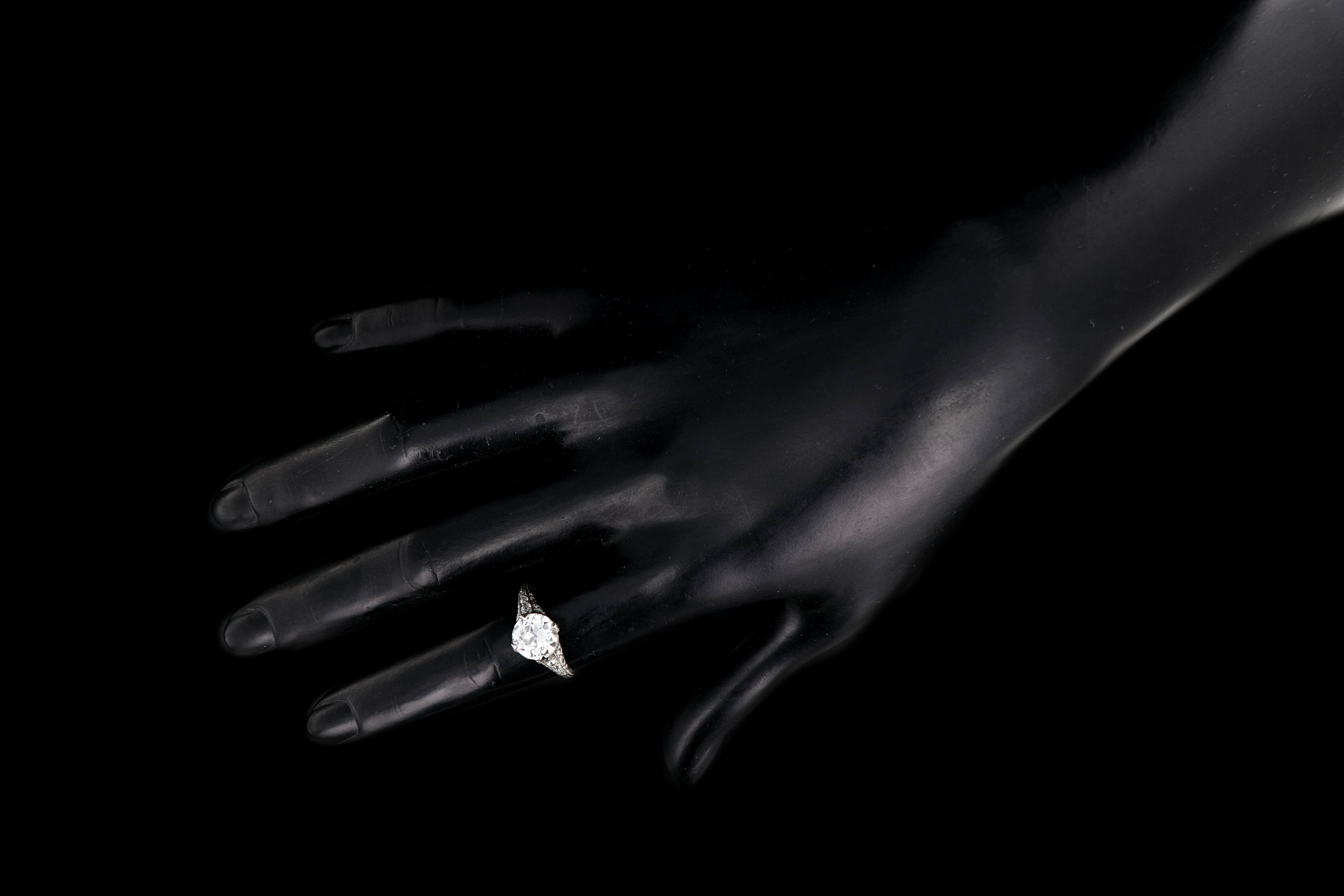 Art Deco Platinum 1.99 Carat Old European Cut Diamond Engagement Ring GIA Certified - Queen May