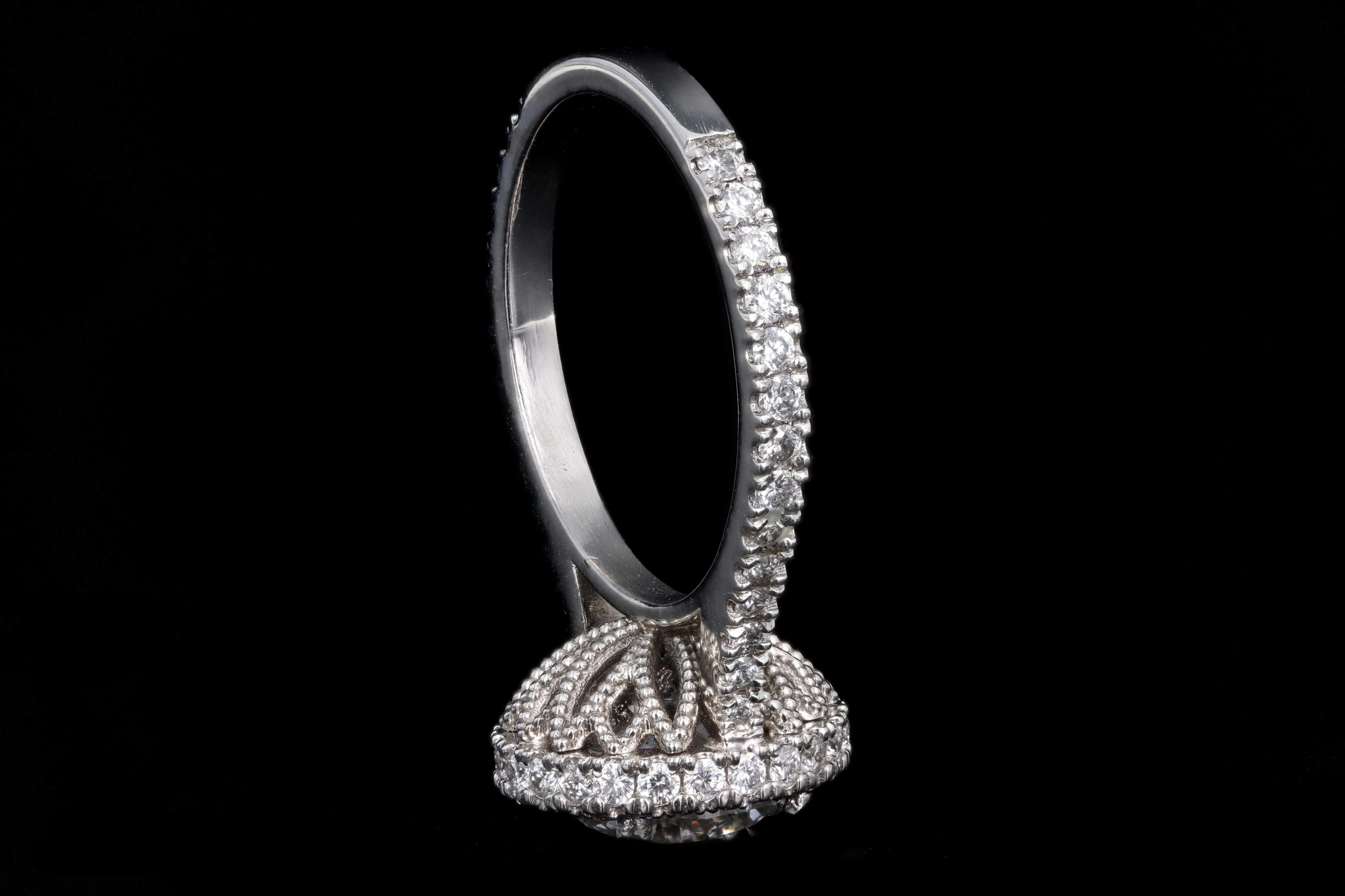 New Platinum 2.02 Carat Round Brilliant Cut Diamond Halo Engagement Ring GIA Certified - Queen May
