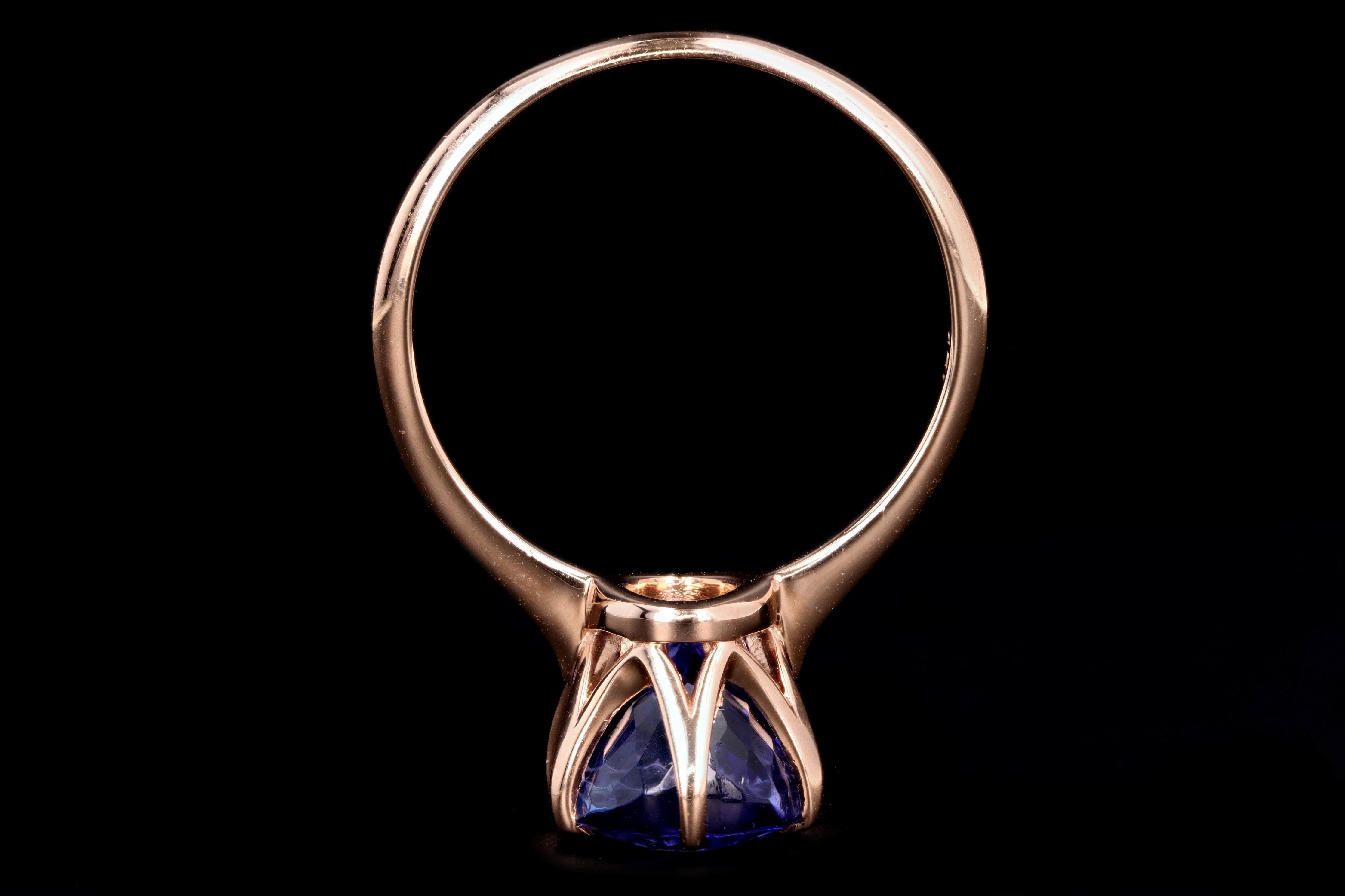 New Vintage Inspired 18K Rose Gold 4.89 Carat Oval Tanzanite Ring - Queen May