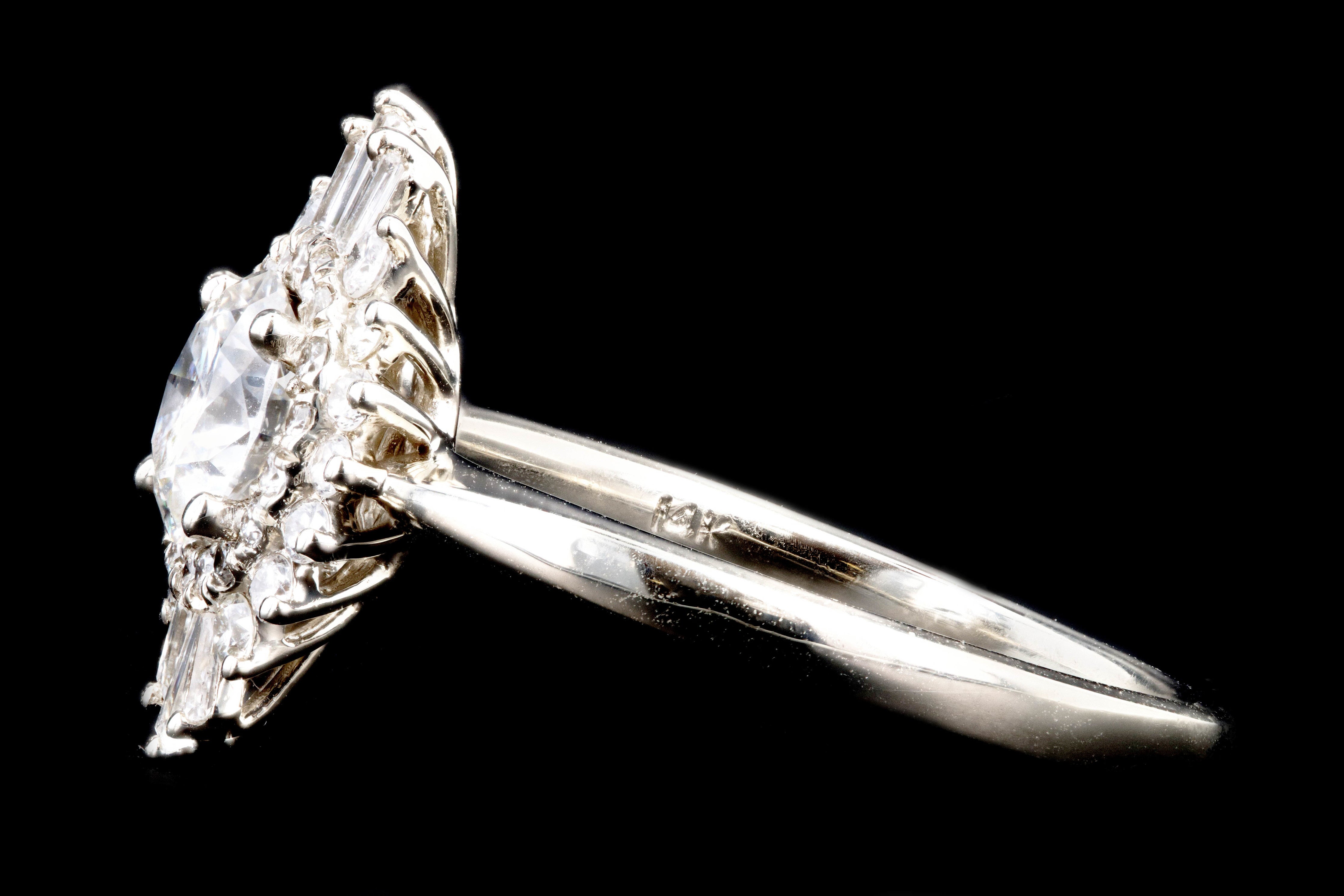 New 14K White Gold .72 Carat Round Brilliant Diamond Engagement Ring GIA Certified - Queen May