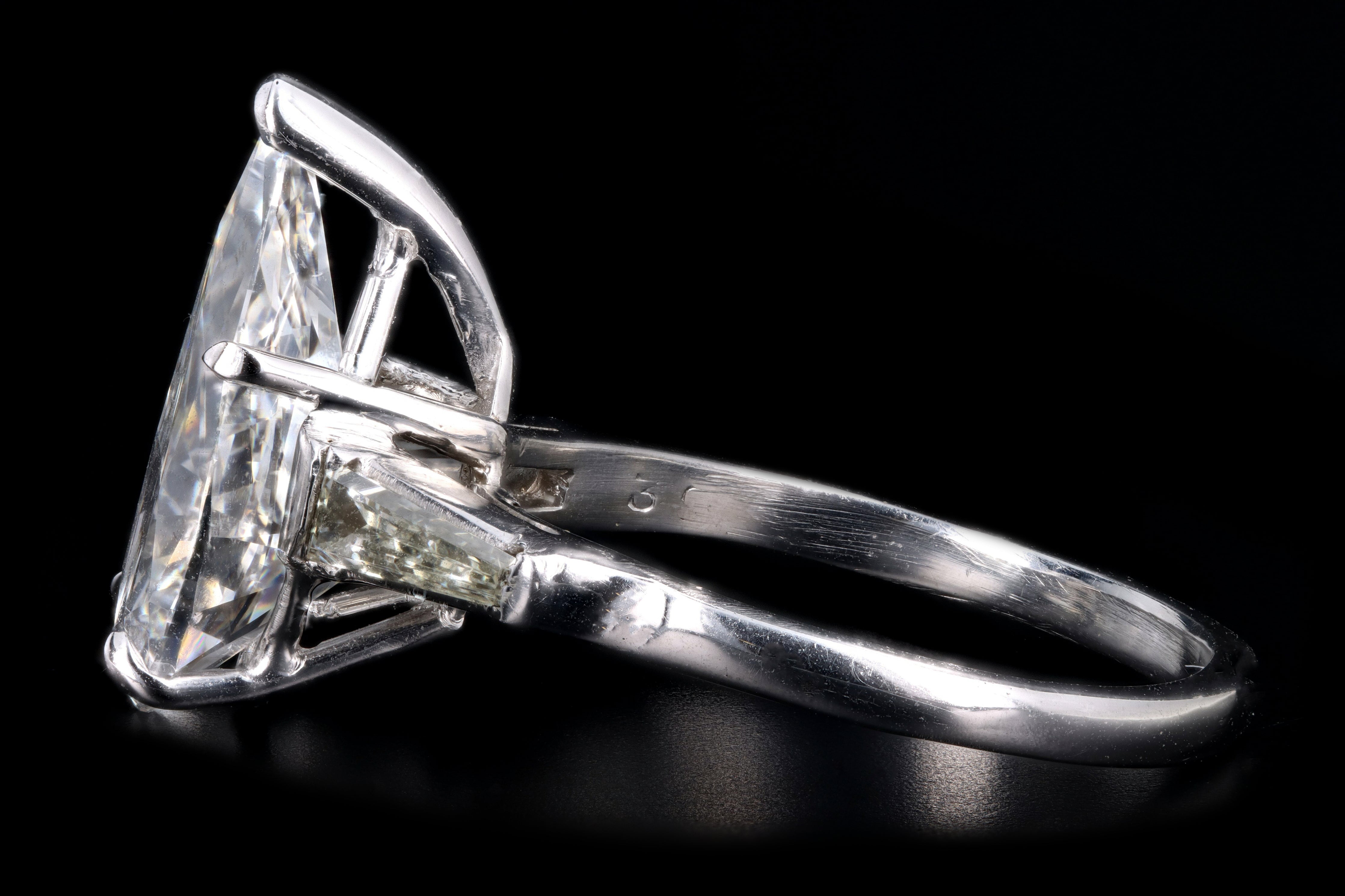 New Platinum 3.68 CTR Pear Cut Diamond Engagement Ring GIA Certified - Queen May