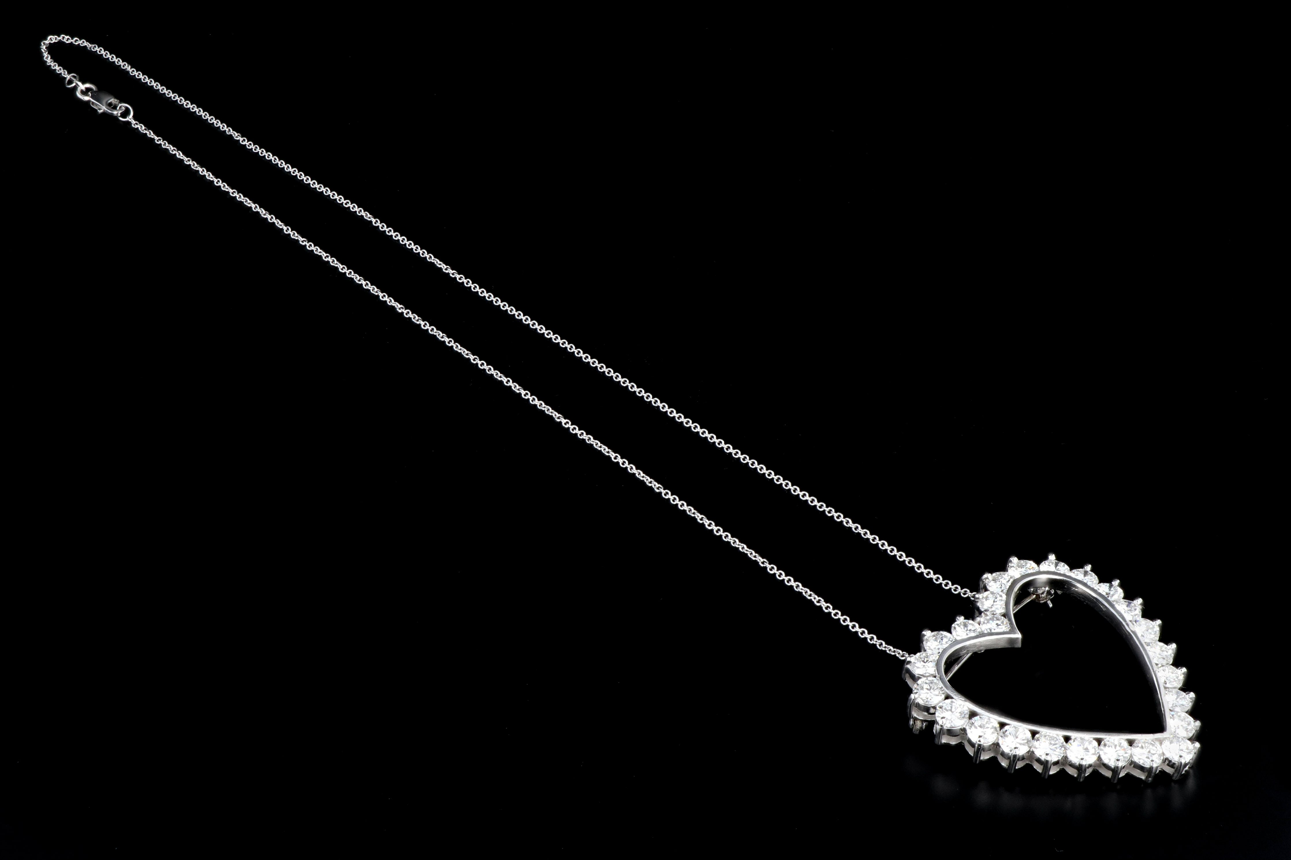 Modern Platinum 6.25CTW Diamond Heart Pendant With 18K Chain - Queen May