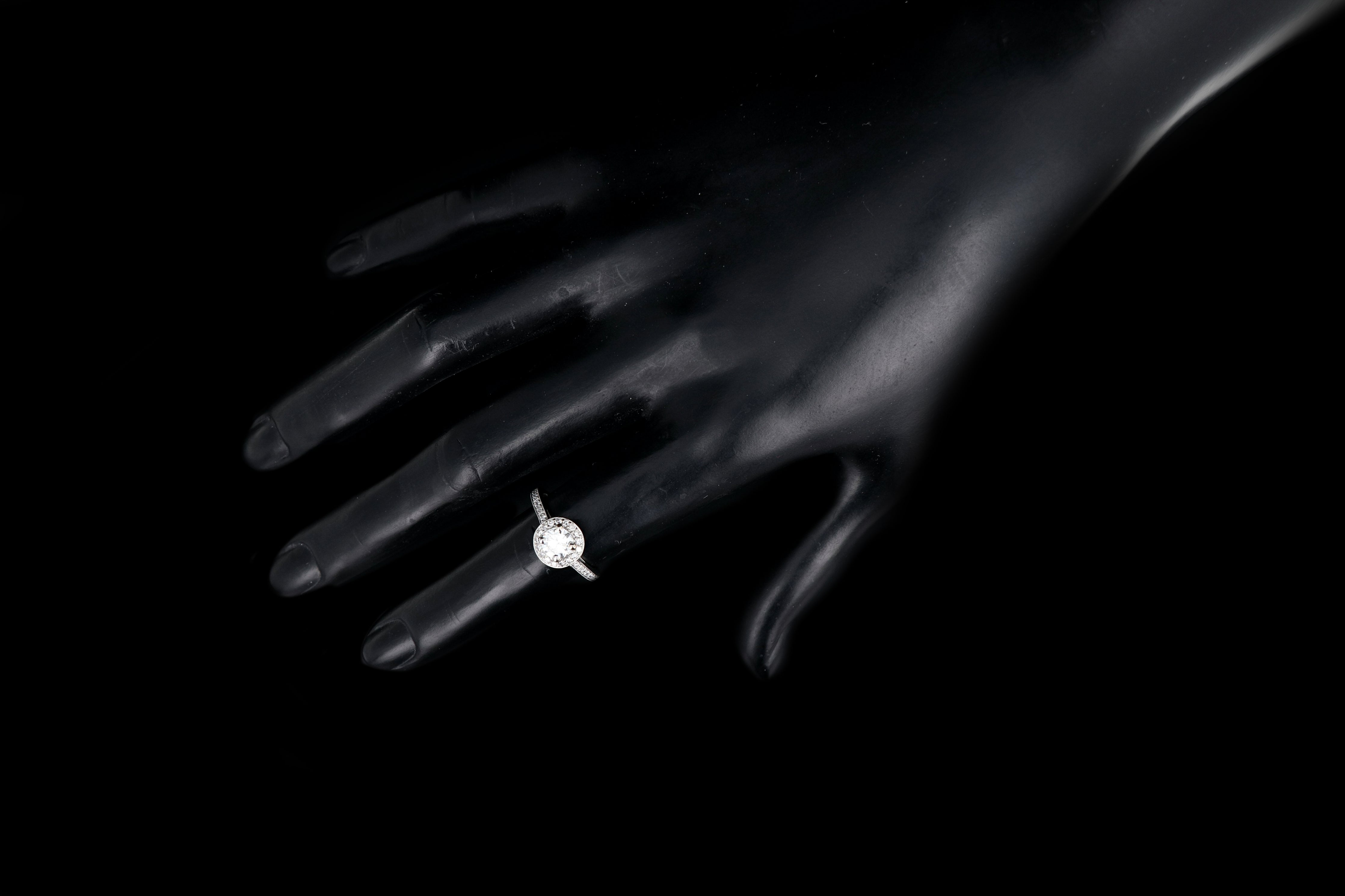 Modern 18K White Gold .59CT Diamond Engagement Ring GIA Certified - Queen May