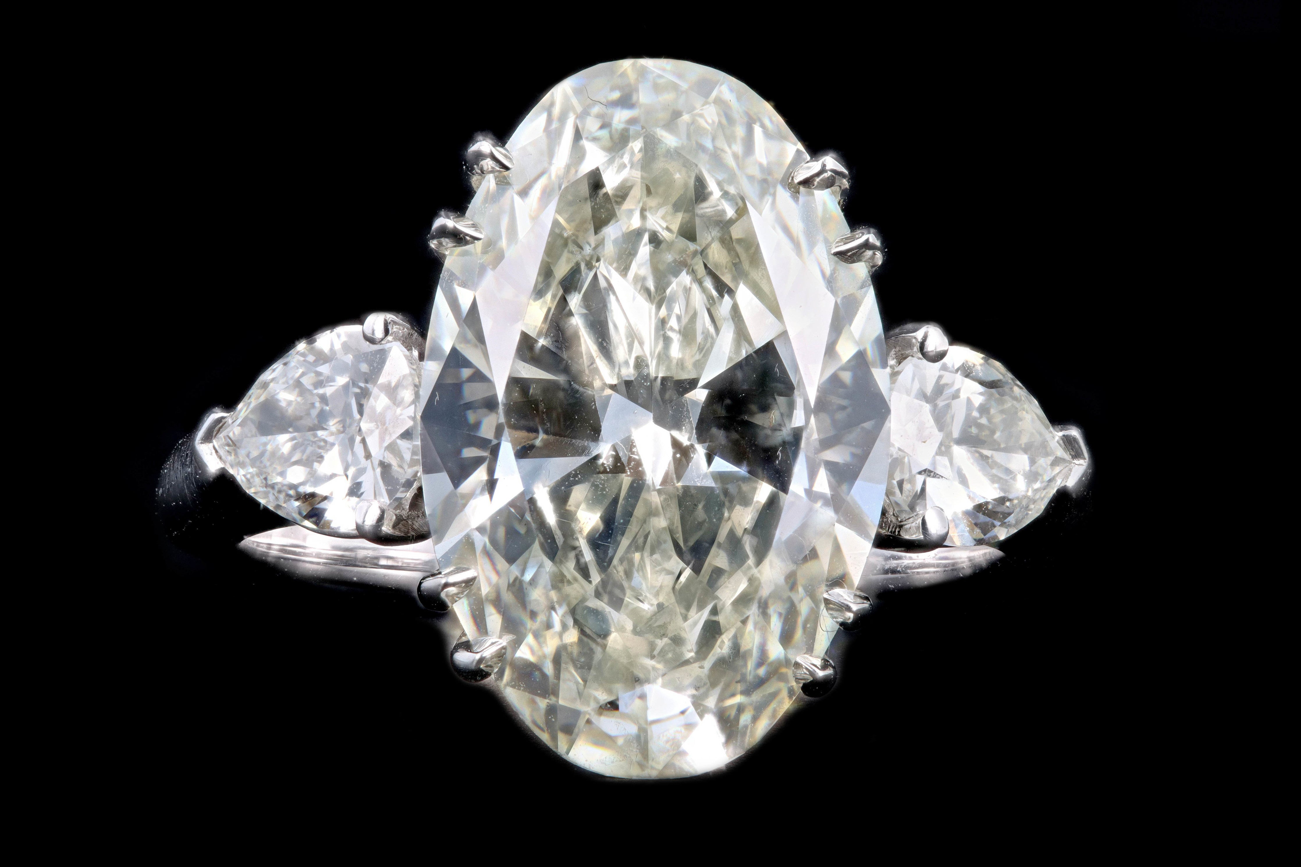 New Platinum 5.46 Carat Oval Cut Diamond Engagement Ring GIA Certified - Queen May