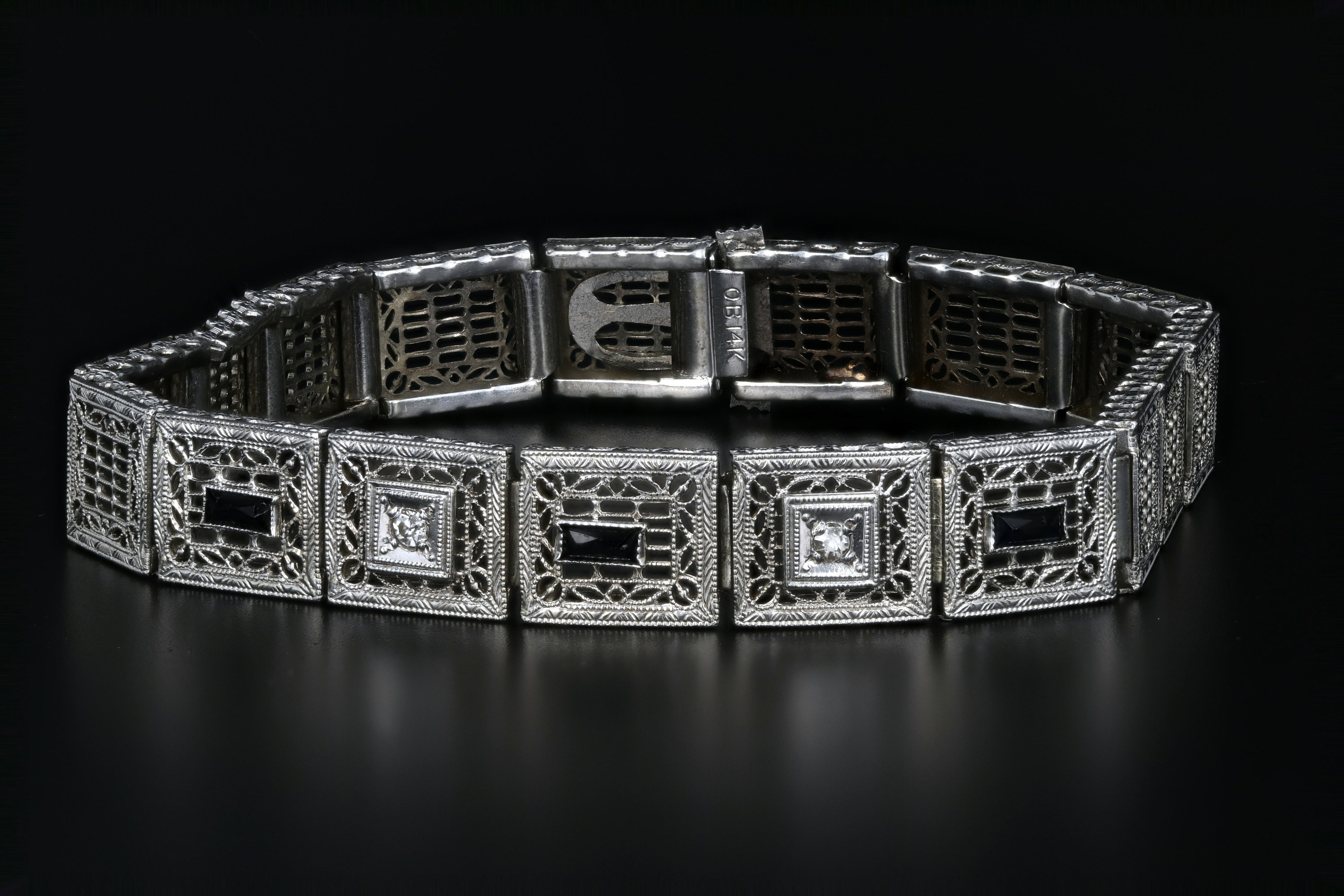 Ostby & Barton 14K White Gold Diamond and Natural Sapphire Bracelet - Queen May