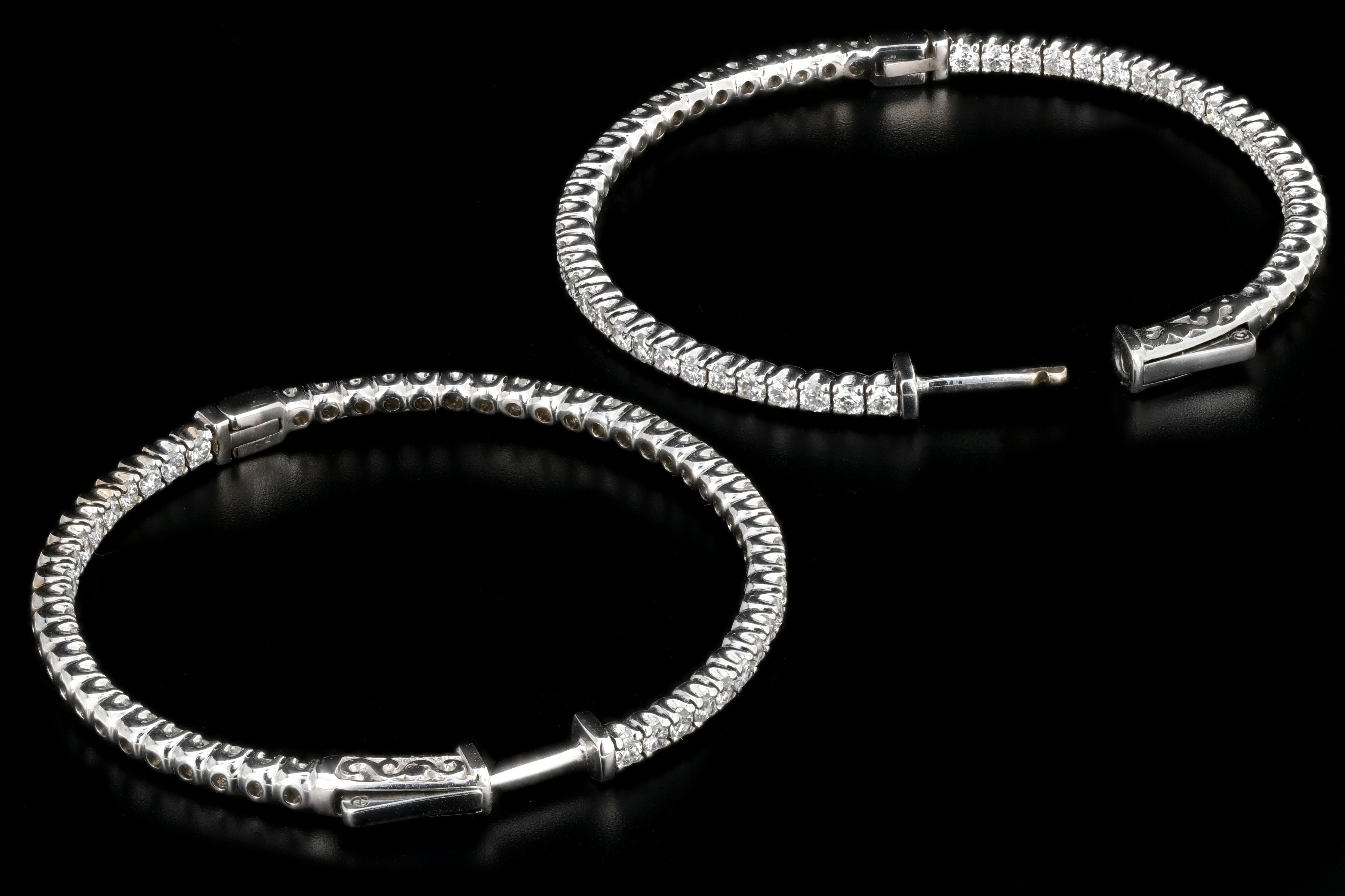 Modern 14K White Gold 2.5 Carat Total Weight Inside Outside Hoops - Queen May