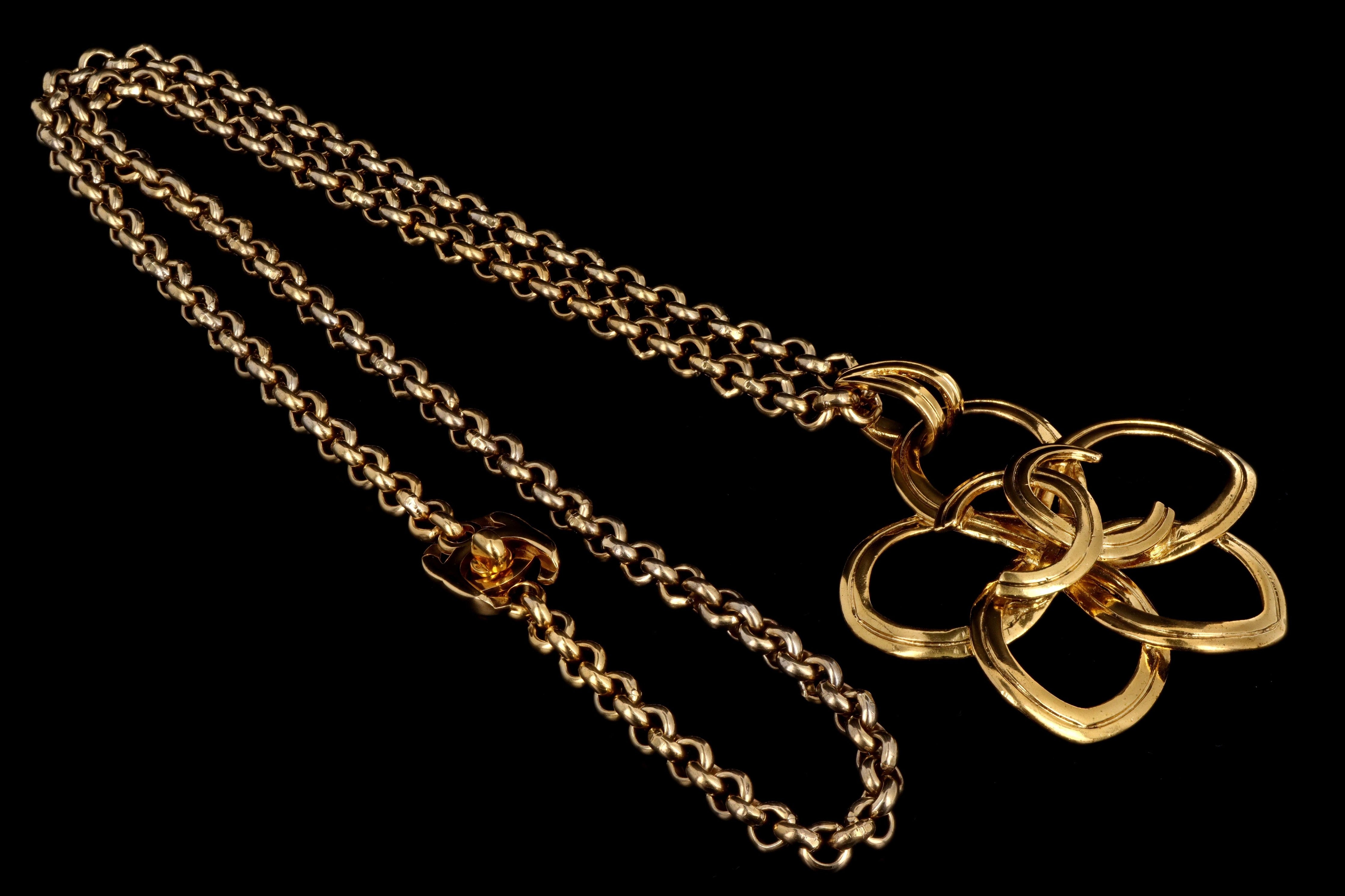 1990's Rare Chanel Gold Plated Pendant Necklace - Queen May