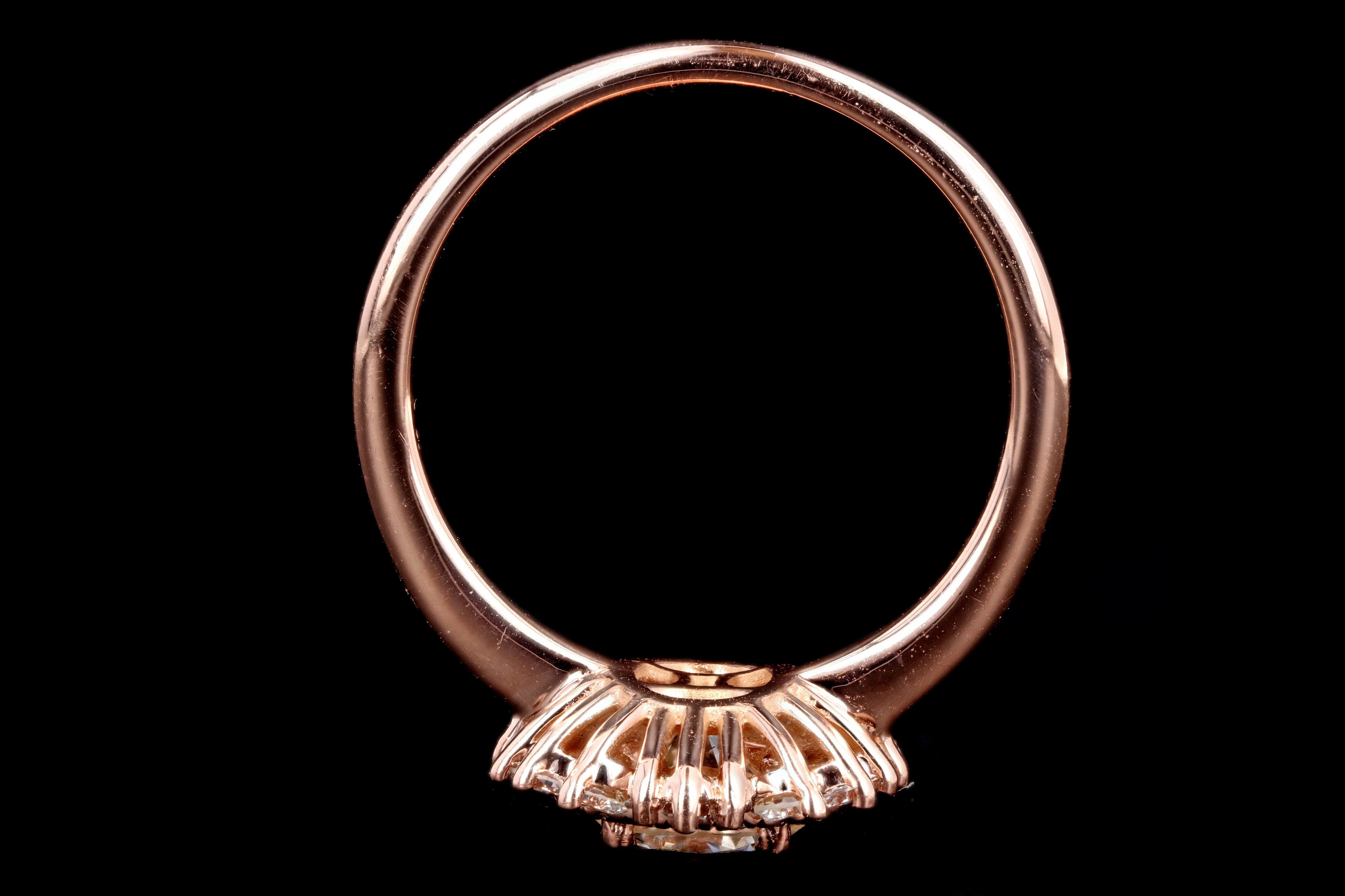 New 14K Rose Gold .81 Carat Round Brilliant Diamond Engagement Ring - Queen May