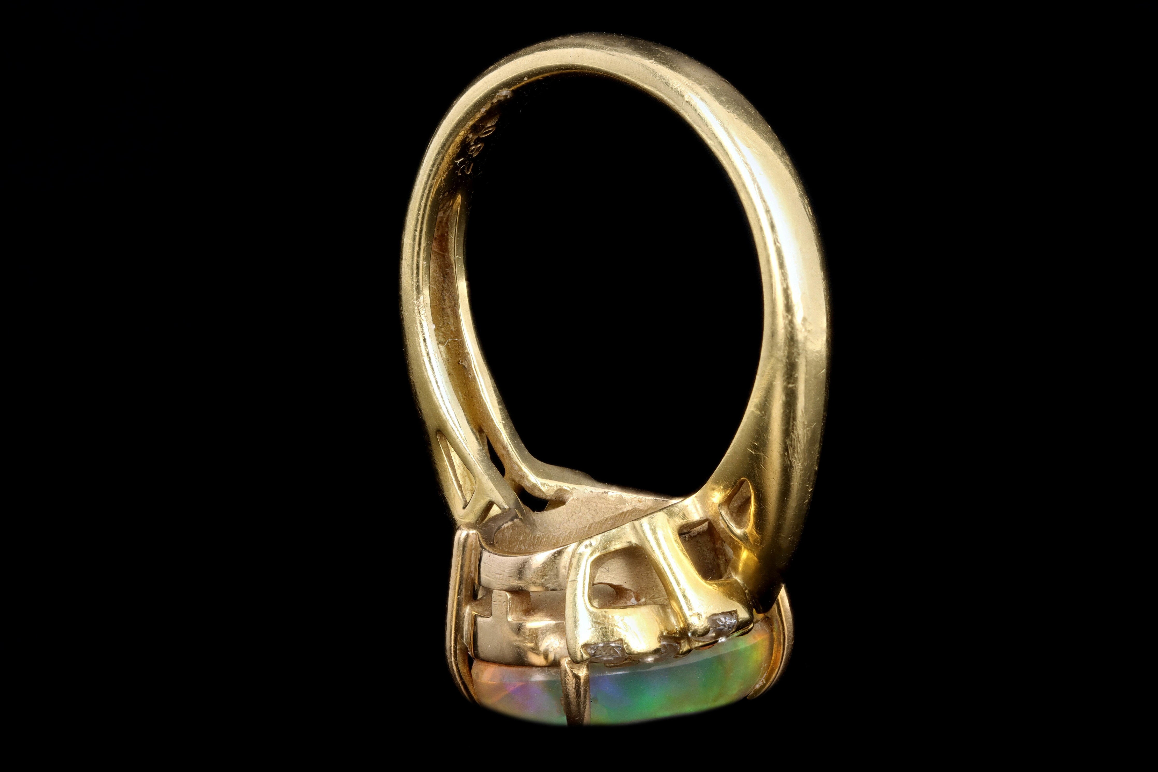 Modern 18K Yellow Gold 2.80 Carat Jelly Opal & Diamond Ring - Queen May