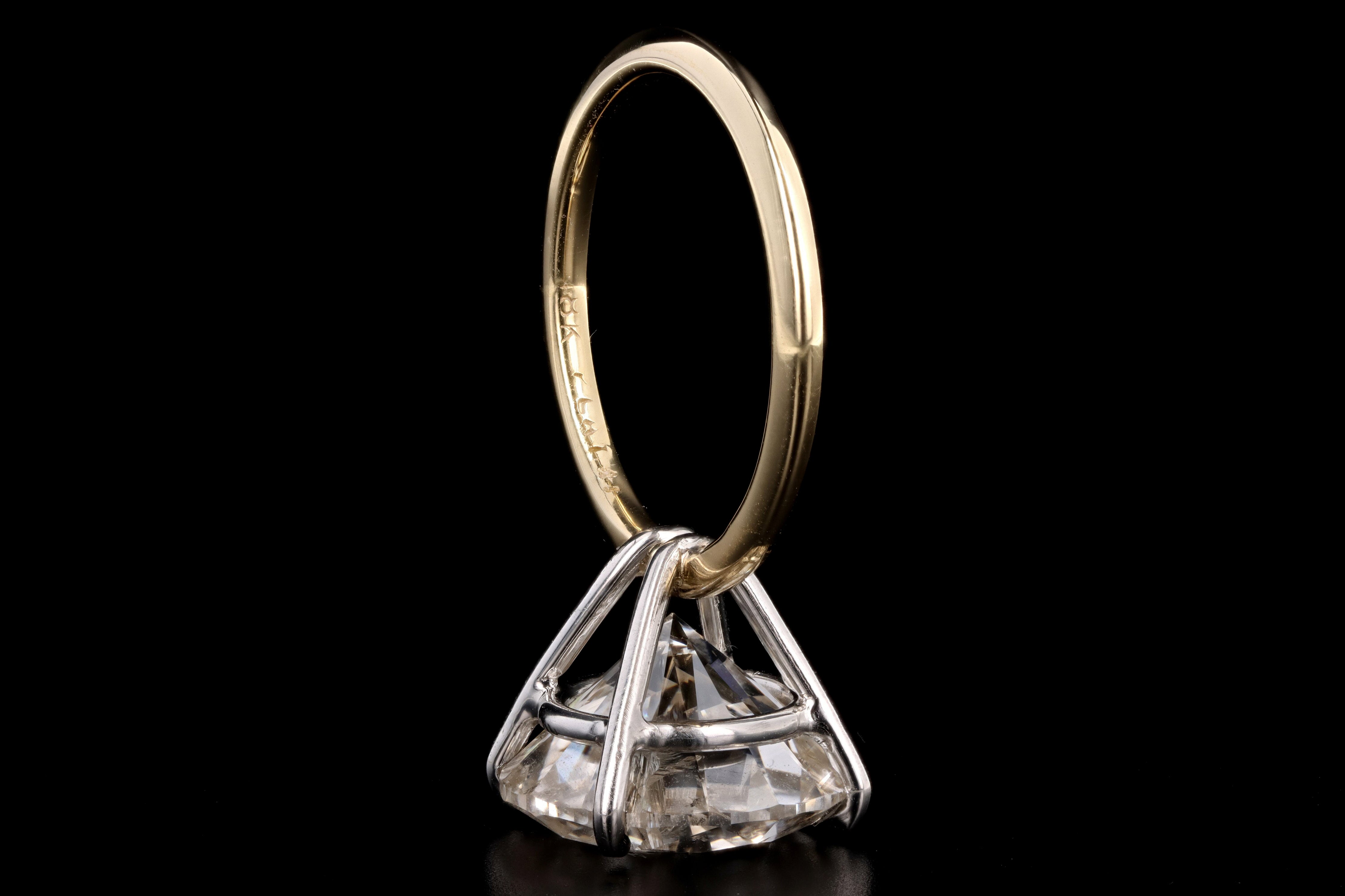 New Handmade 18K Yellow Gold & Platinum 8.08 Carat Round Brilliant Cut Diamond Engagement Ring - Queen May