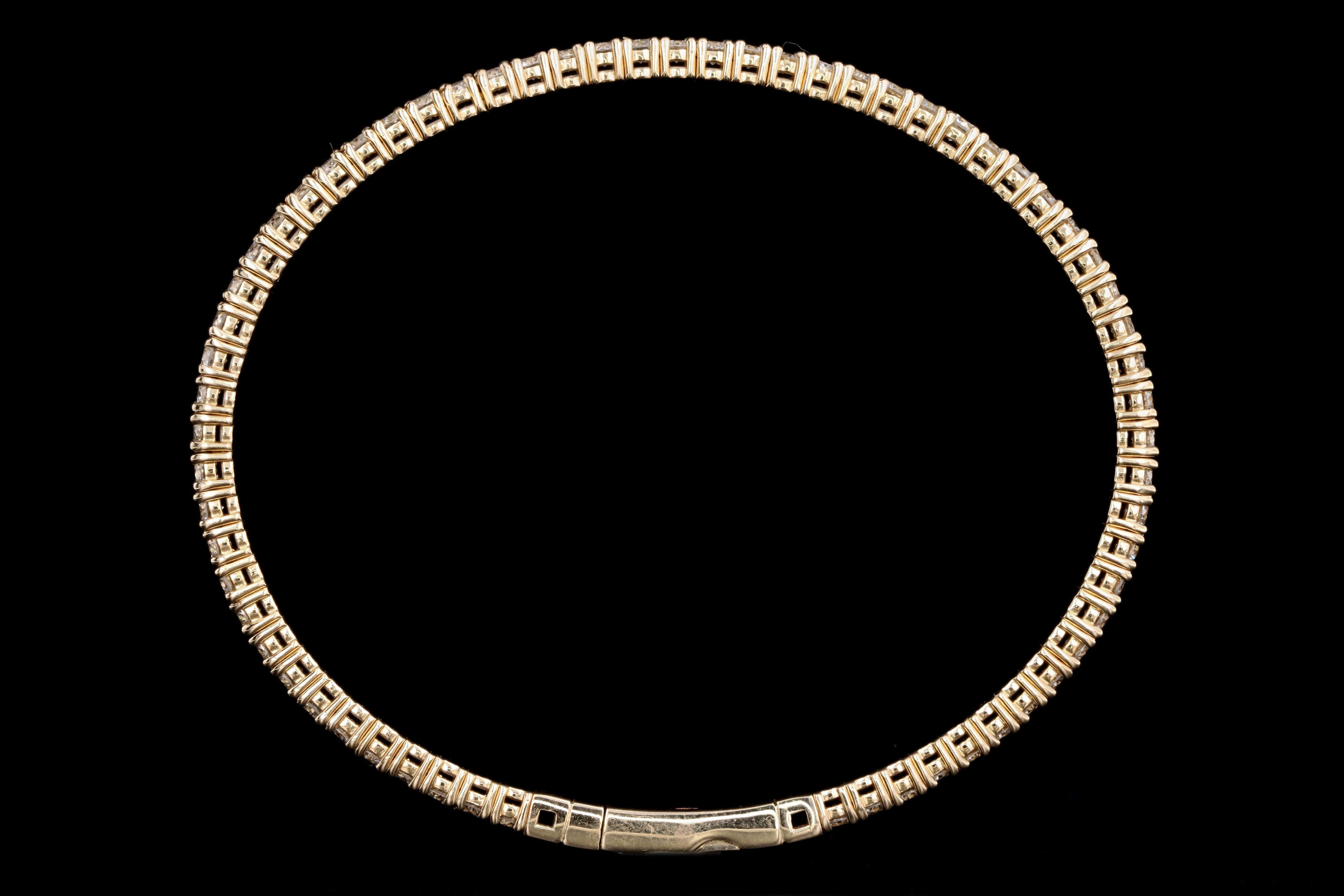 14K Gold 3.70 Carat Total Weight Round Diamond Flexible Bangle - Queen May
