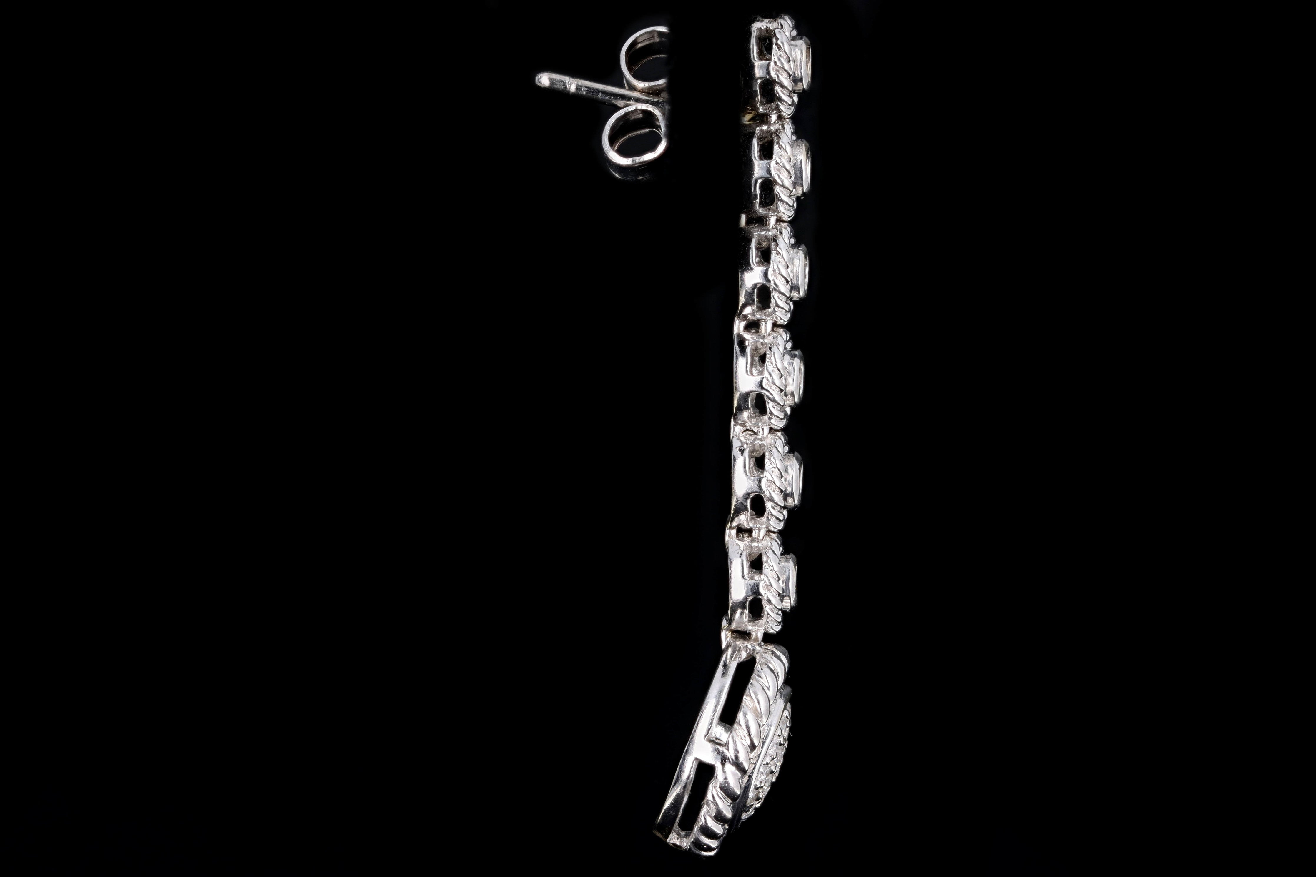 Modern 14K White Gold .30 Carat Total Weight Round Brilliant Diamond Drop Earrings - Queen May
