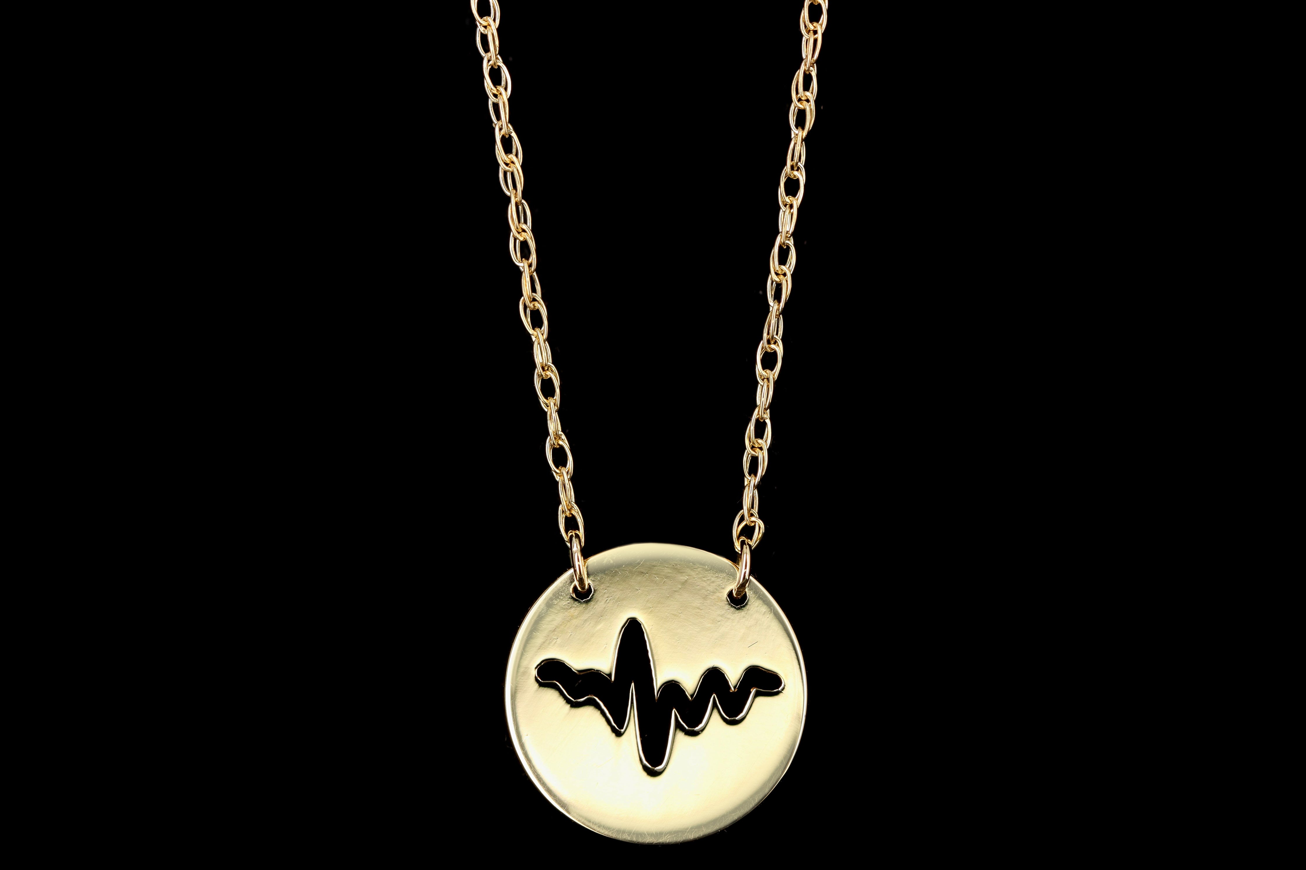 New 14K Yellow Gold Heartbeat Pendant Necklace - Queen May