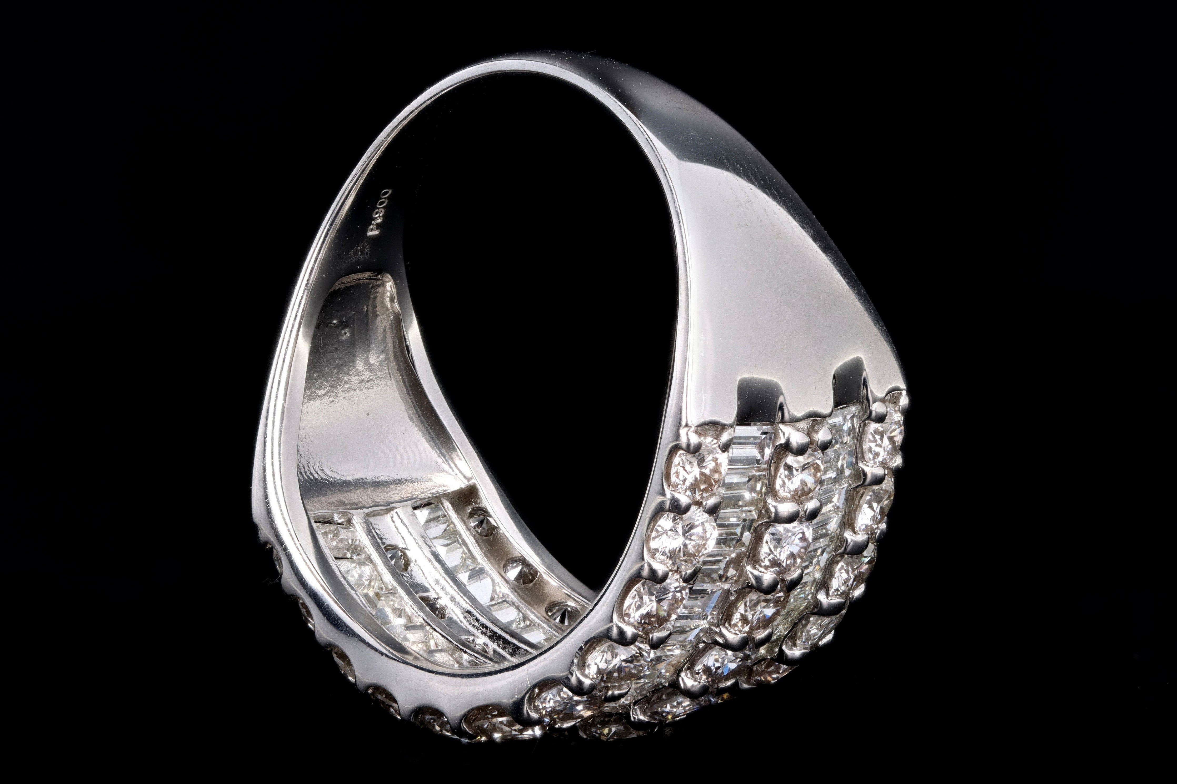 Modern Platinum 3 Carat Round Brilliant & Baguette Cut Diamond Ring - Queen May