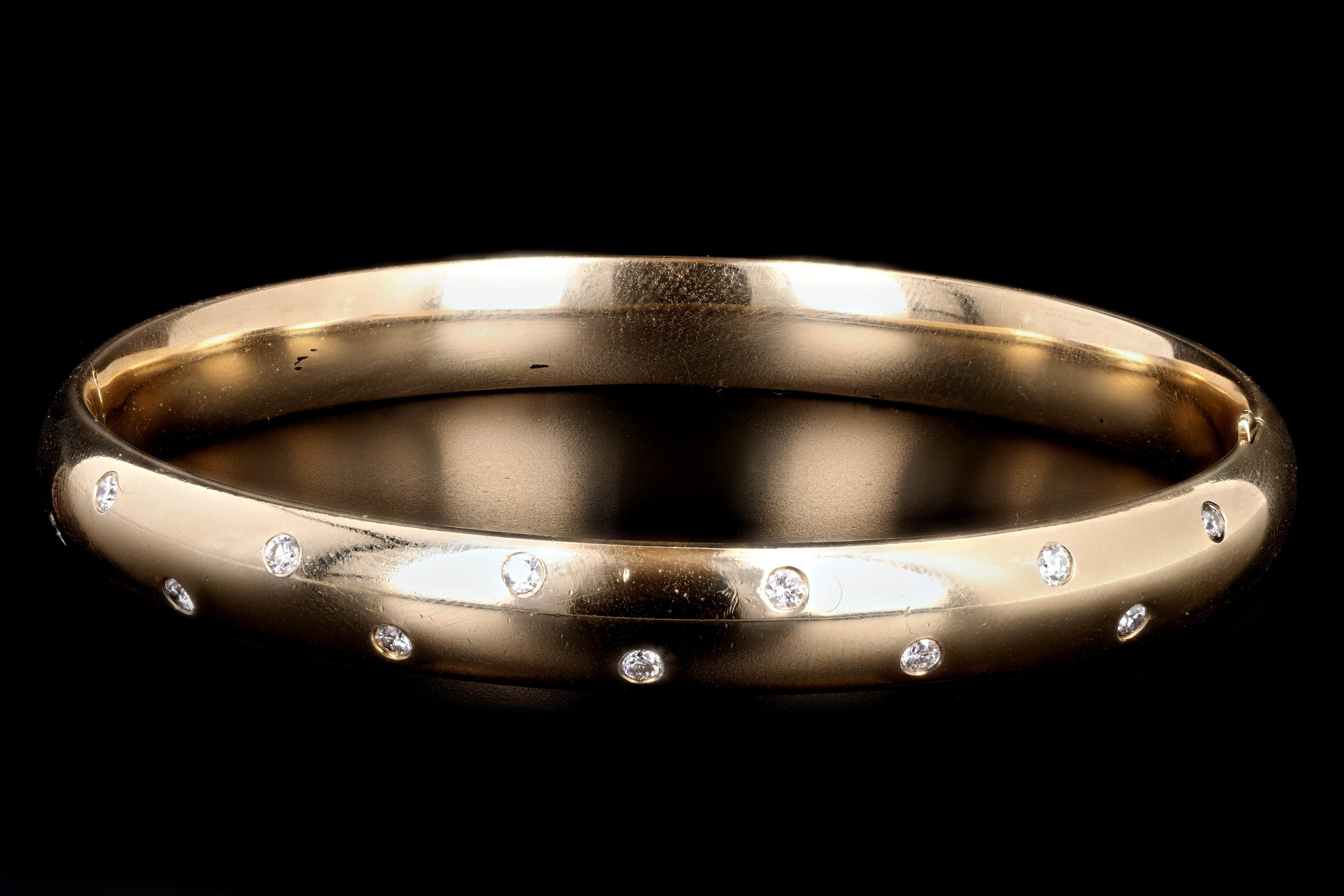 Modern 14K Yellow Gold .35 Carat Round Brilliant Diamond Bangle - Queen May