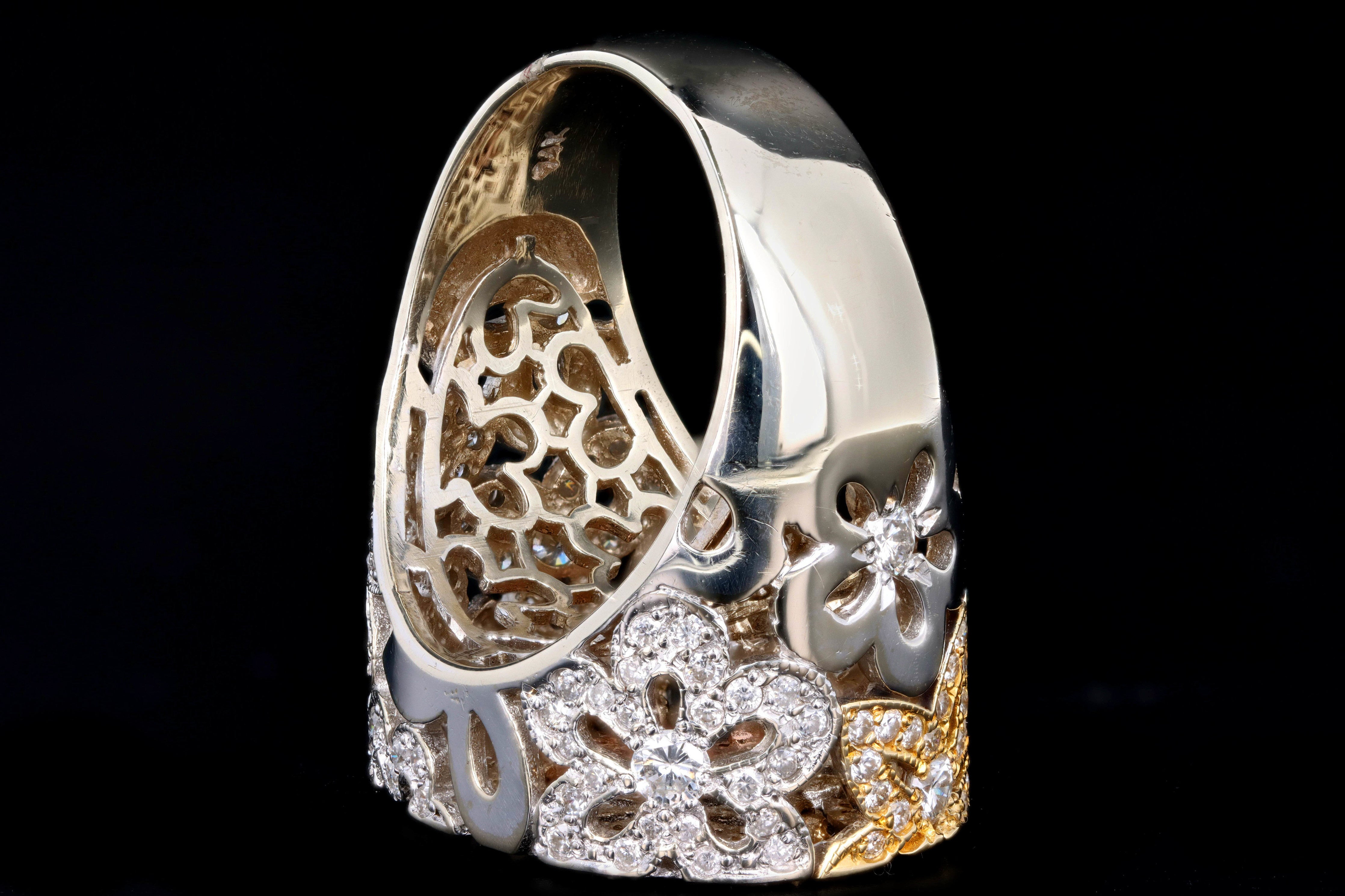 Modern 14K Gold 1 Carat Round Brilliant Diamond Flower Ring - Queen May
