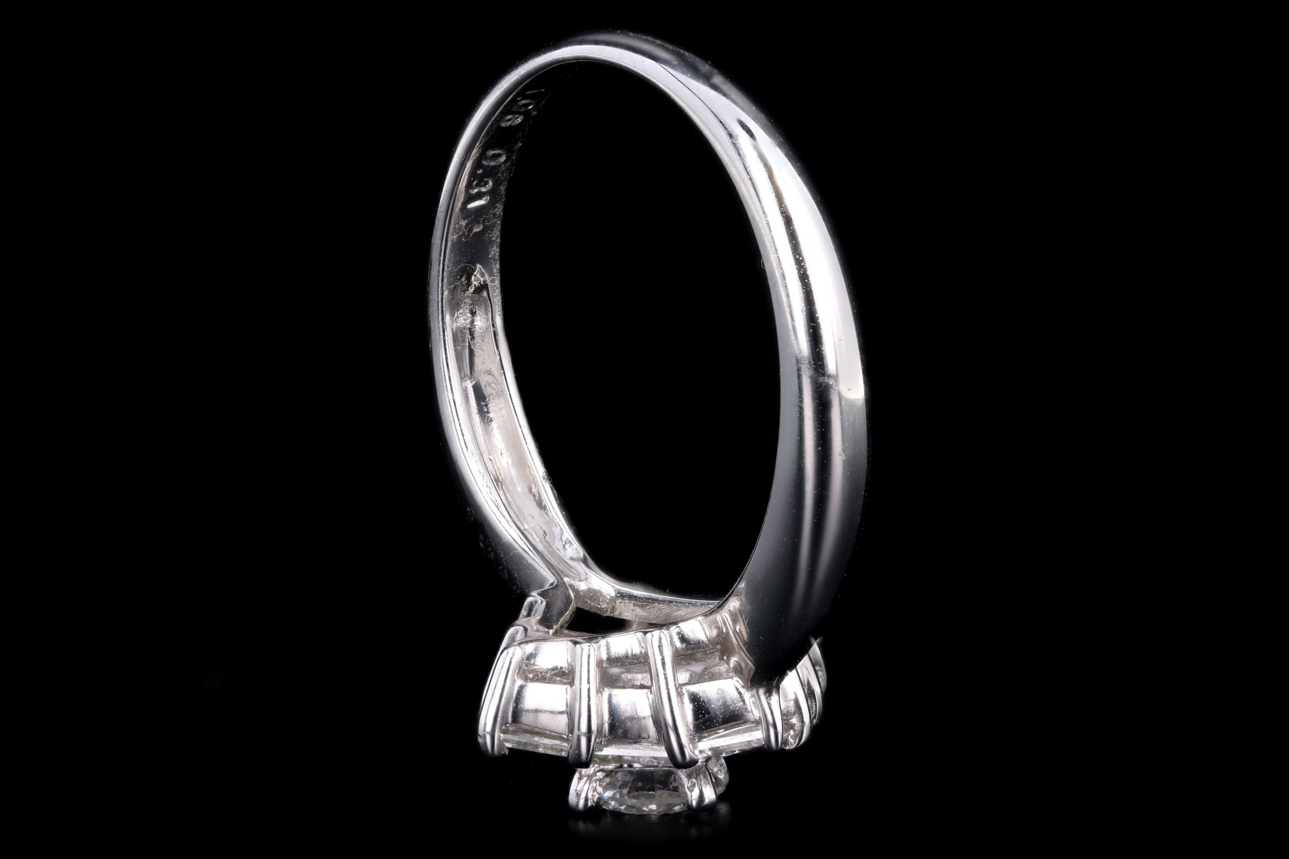 Modern Platinum .31 Carat Round Brilliant & Asscher Cut Diamond Ring - Queen May