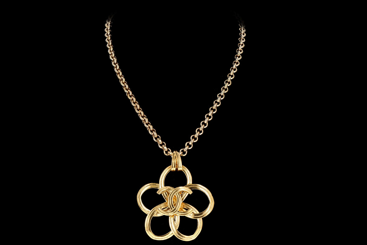 1990's Rare Chanel Gold Plated Pendant Necklace - Queen May