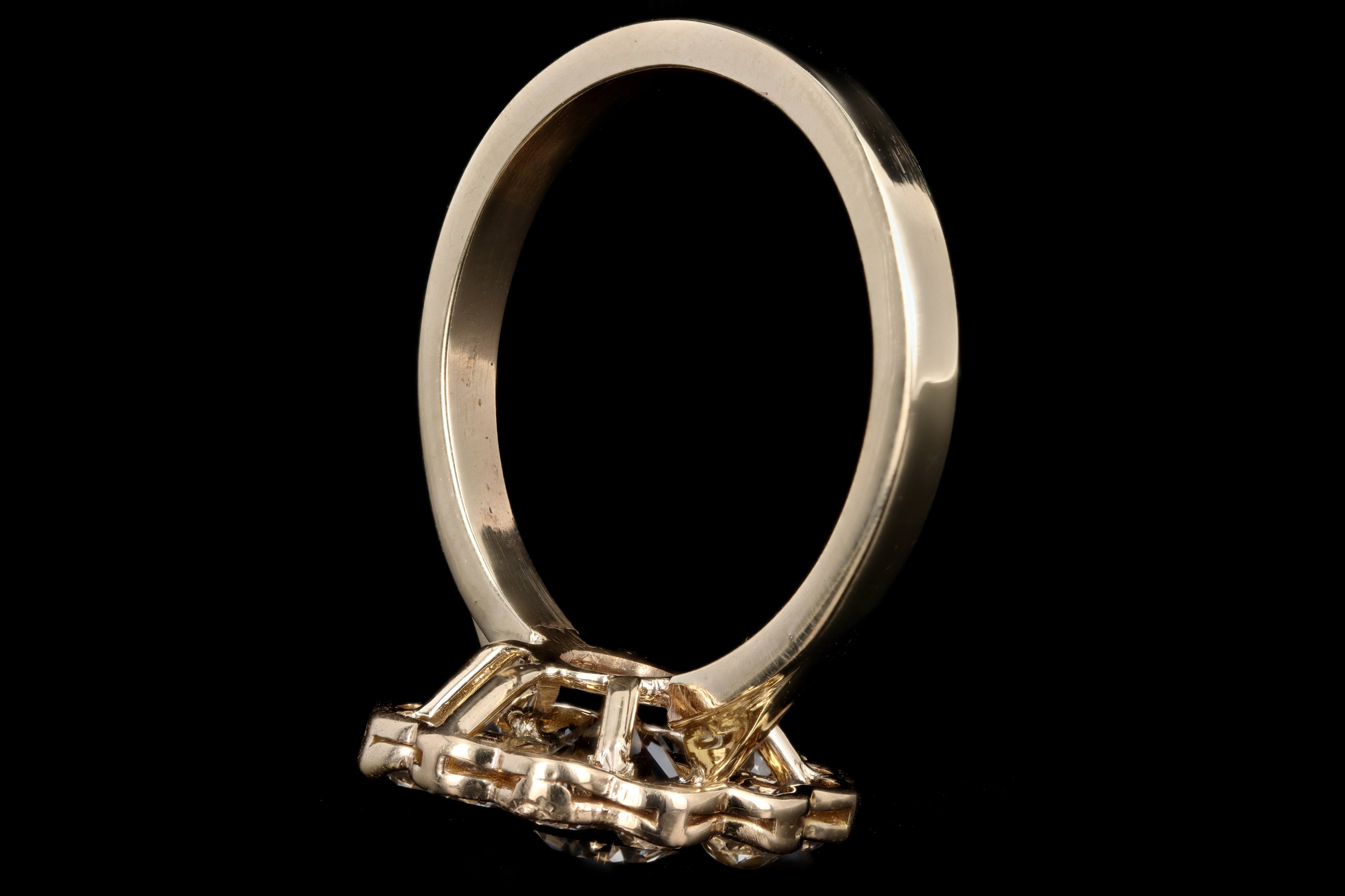 Edwardian Conversion 14K Yellow Gold 1.11 Carat Old European Cut Diamond Halo Ring GIA Certified - Queen May