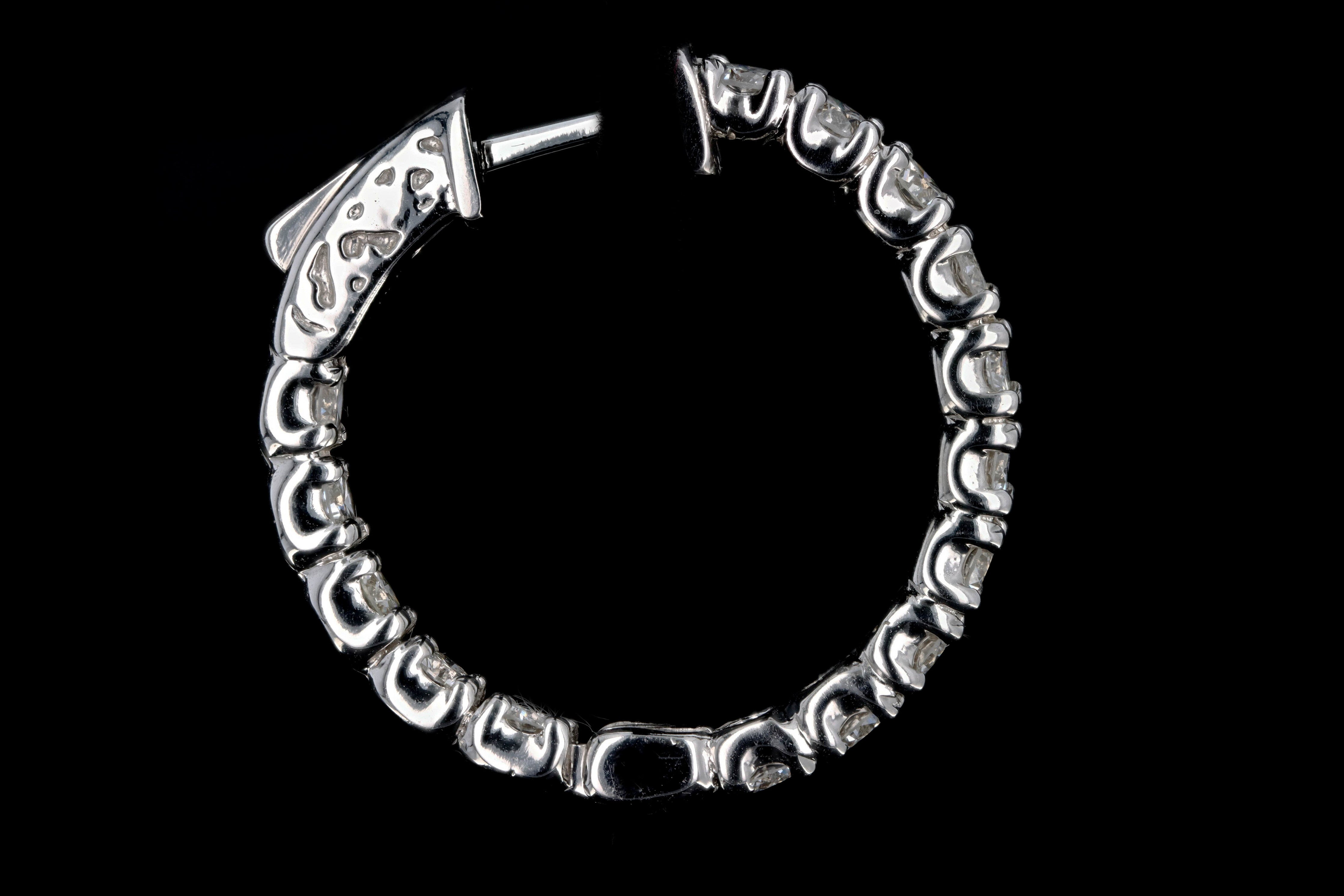 New 14K White Gold 2.58 Carat Round Brilliant Diamond Hoop Earrings - Queen May