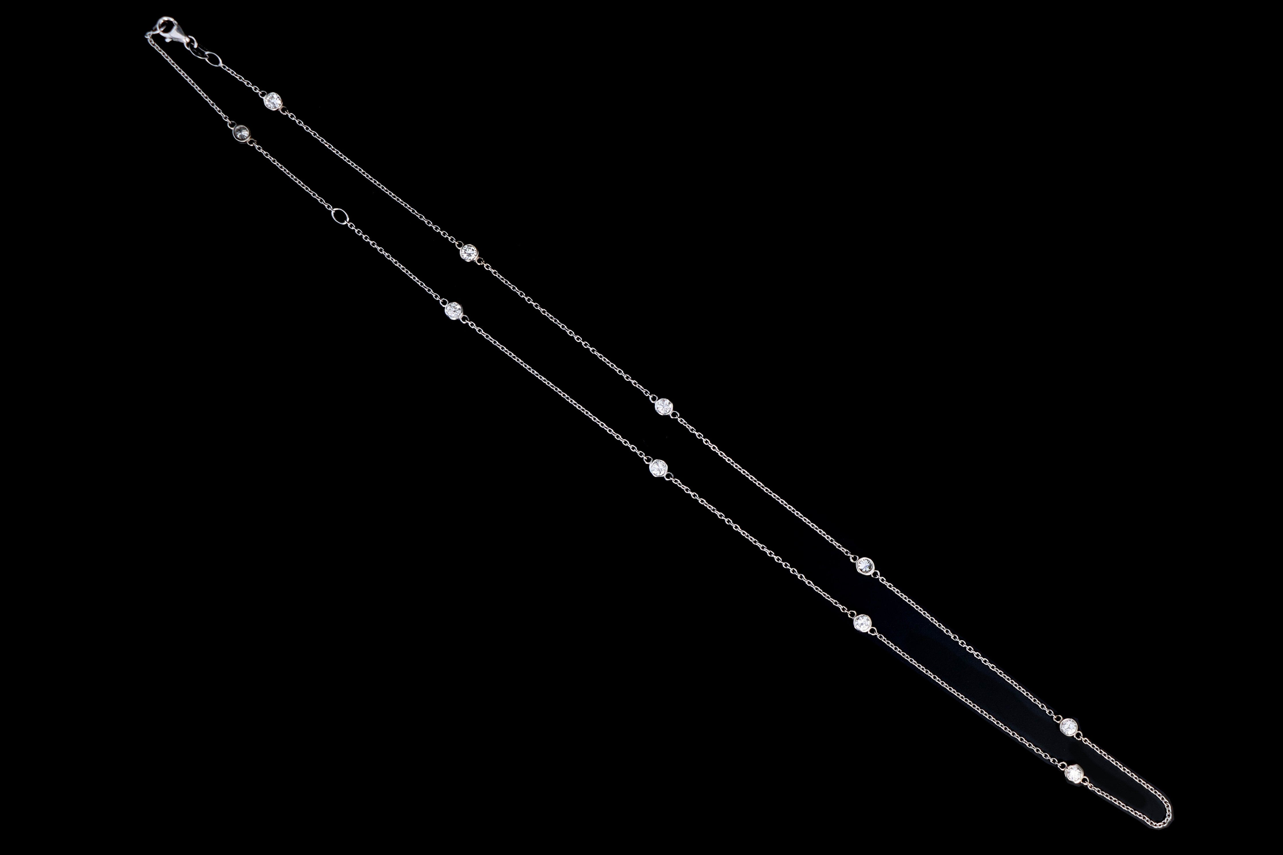New 14K Gold 1 Carat Round Brilliant Diamond By The Yard Necklace - Queen May