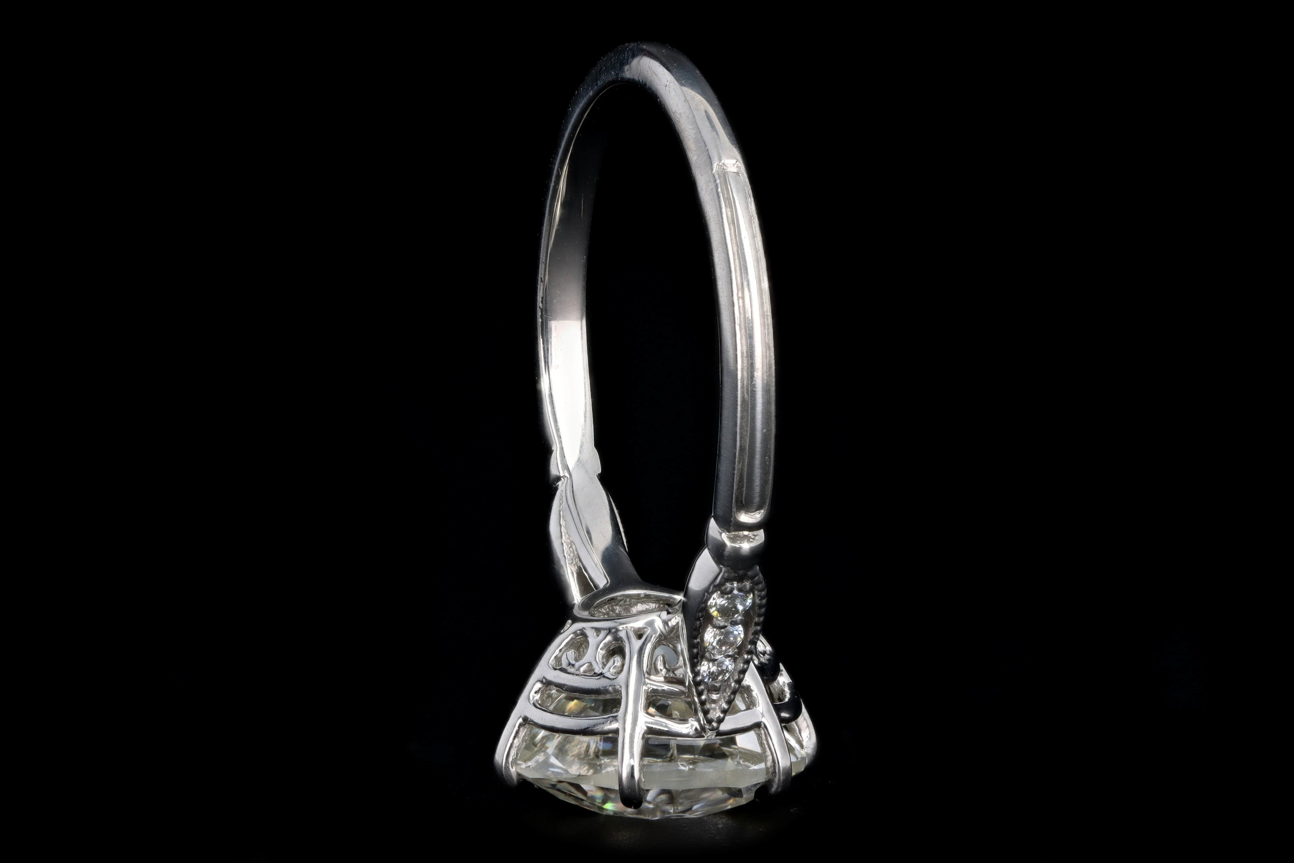 New Vintage Inspired Platinum 3.75 Carat Old European Cut Diamond Engagement Ring GIA Certified - Queen May