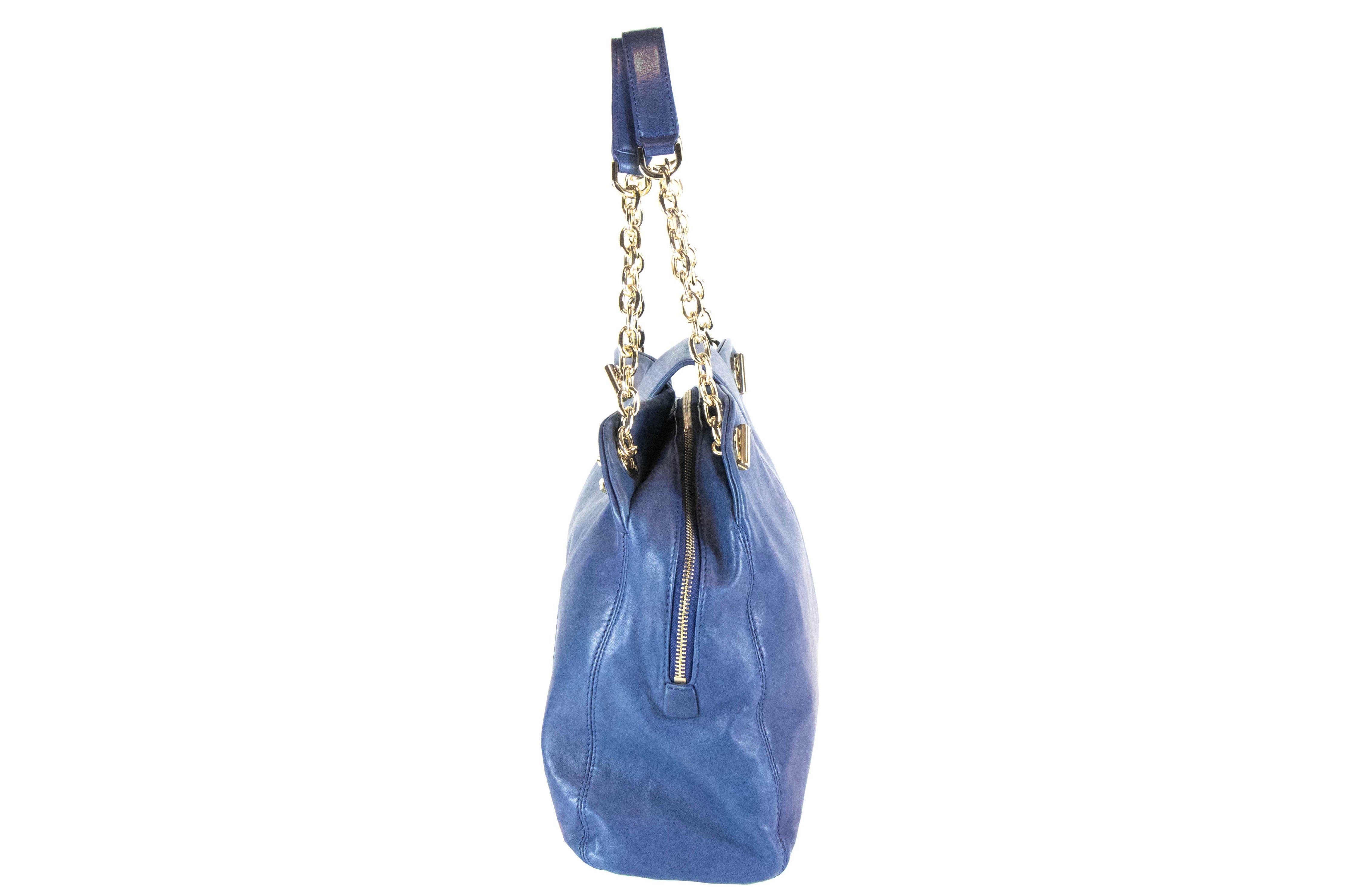 Tory Burch Navy Leather Megan Satchel - Queen May