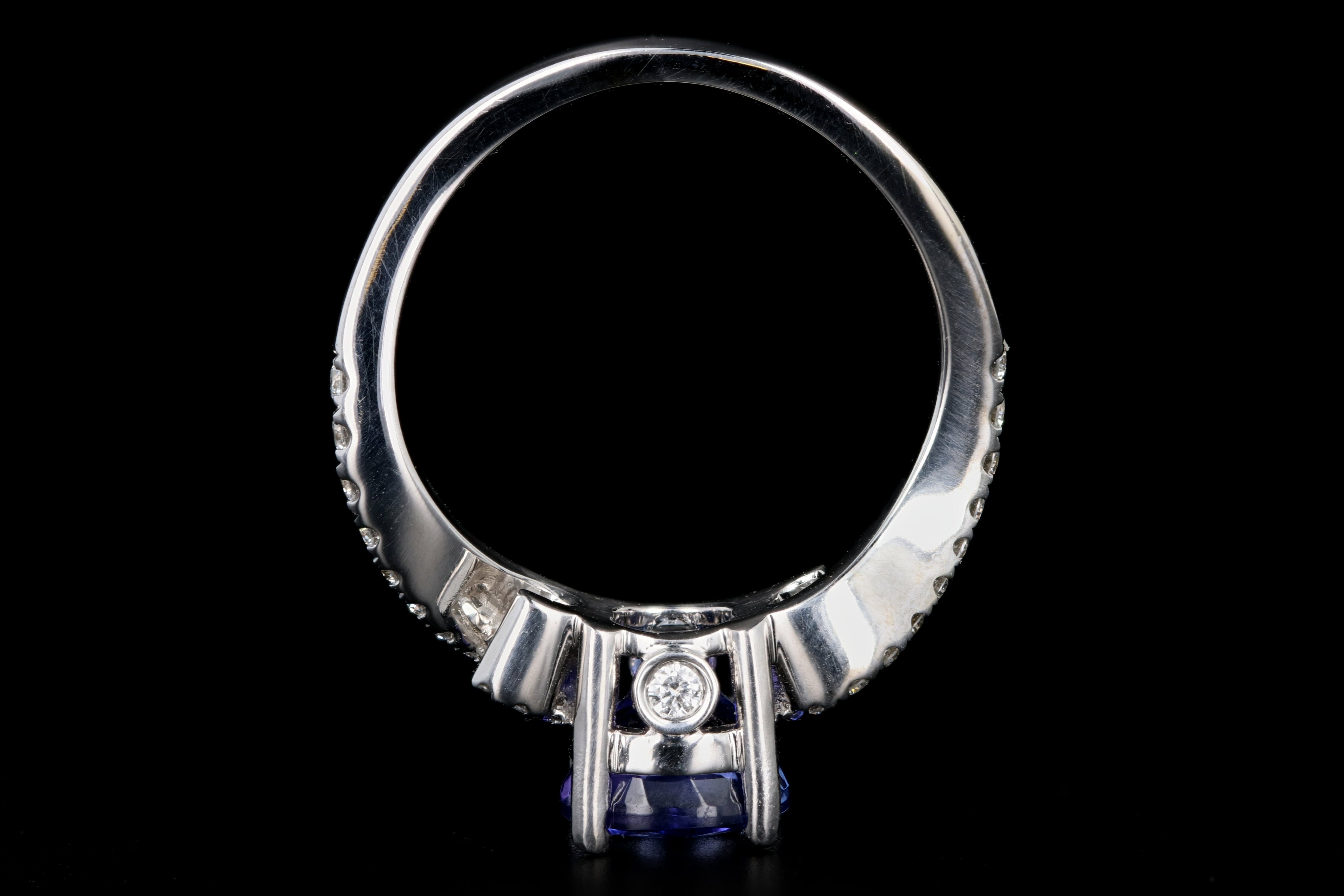 Modern 14K White Gold 1.63CT Tanzanite and Diamond Ring - Queen May