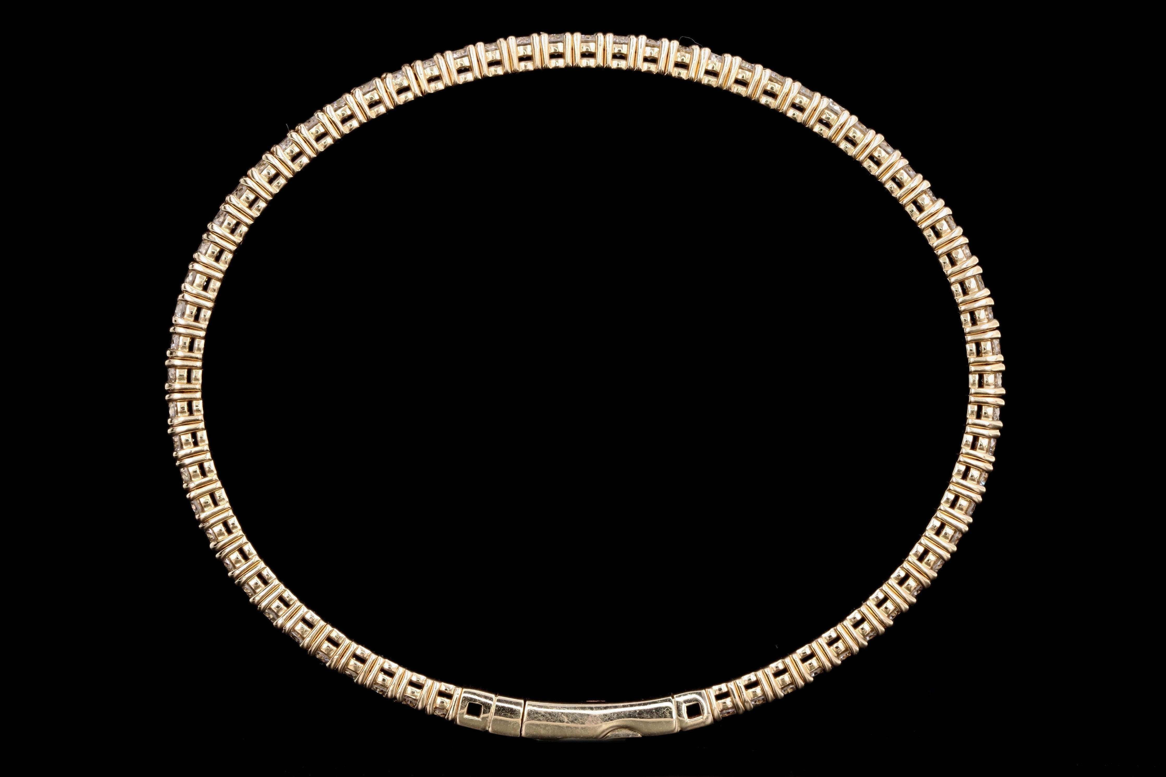 14K White, Yellow, or Rose Gold 3.30 Carat Total Weight Round Diamond Flexible Bangle - Queen May