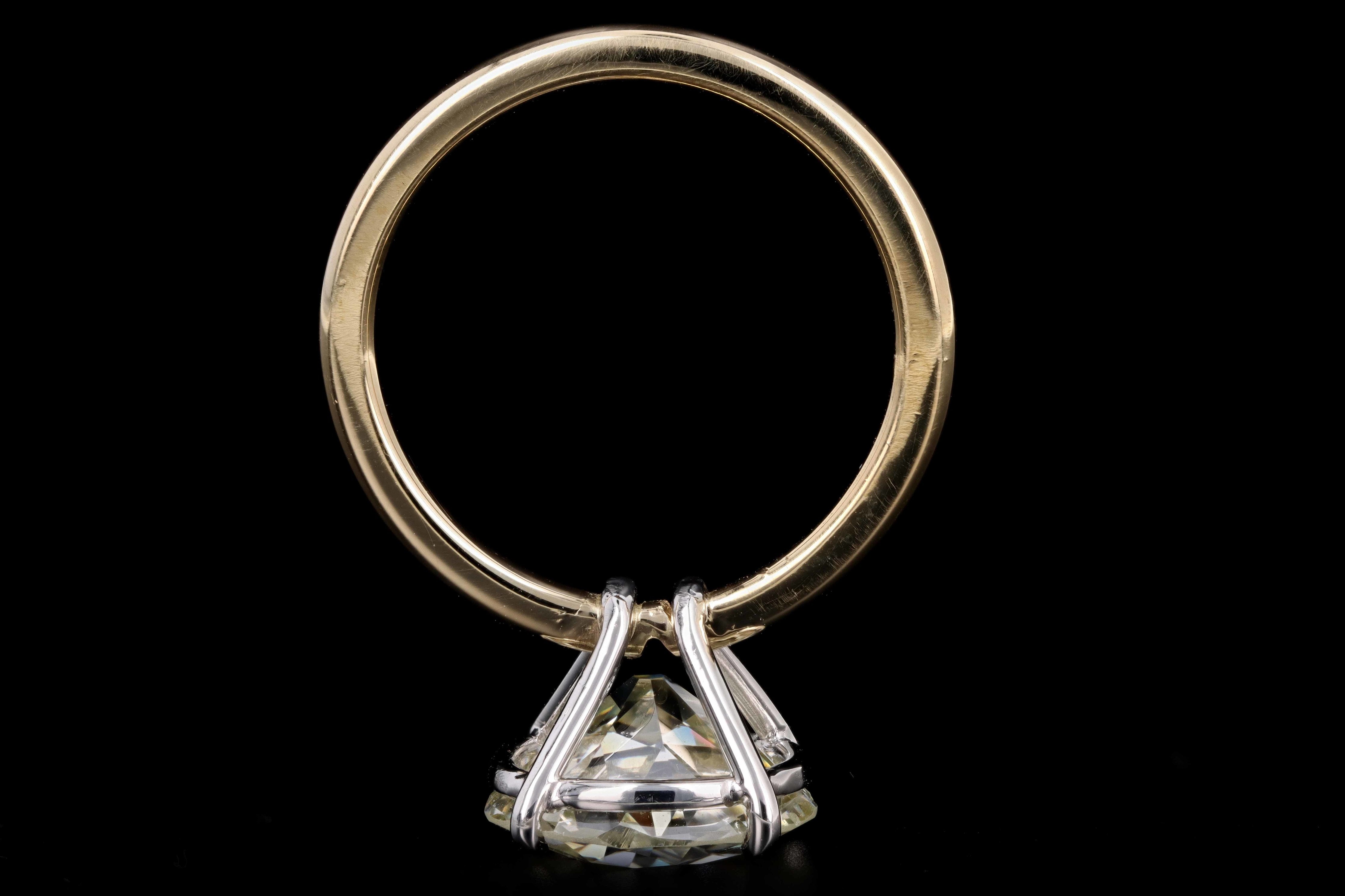 New Handmade Platinum & 18K Yellow Gold 4.64 Carat Old European Cut Diamond Engagement Ring - Queen May
