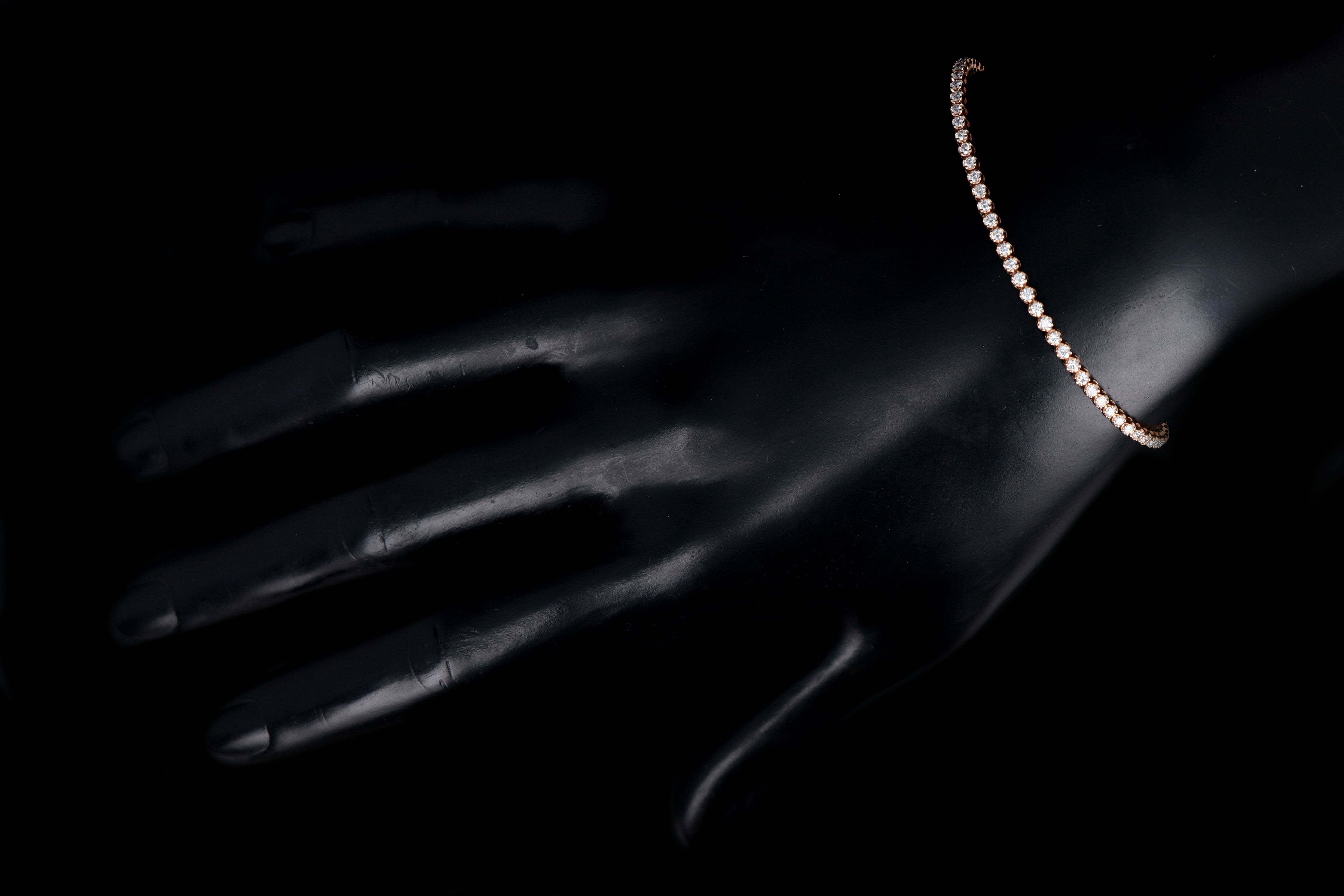 New 14K Rose Gold 1.49 Carat Round Brilliant Diamond Tennis Bracelet - Queen May
