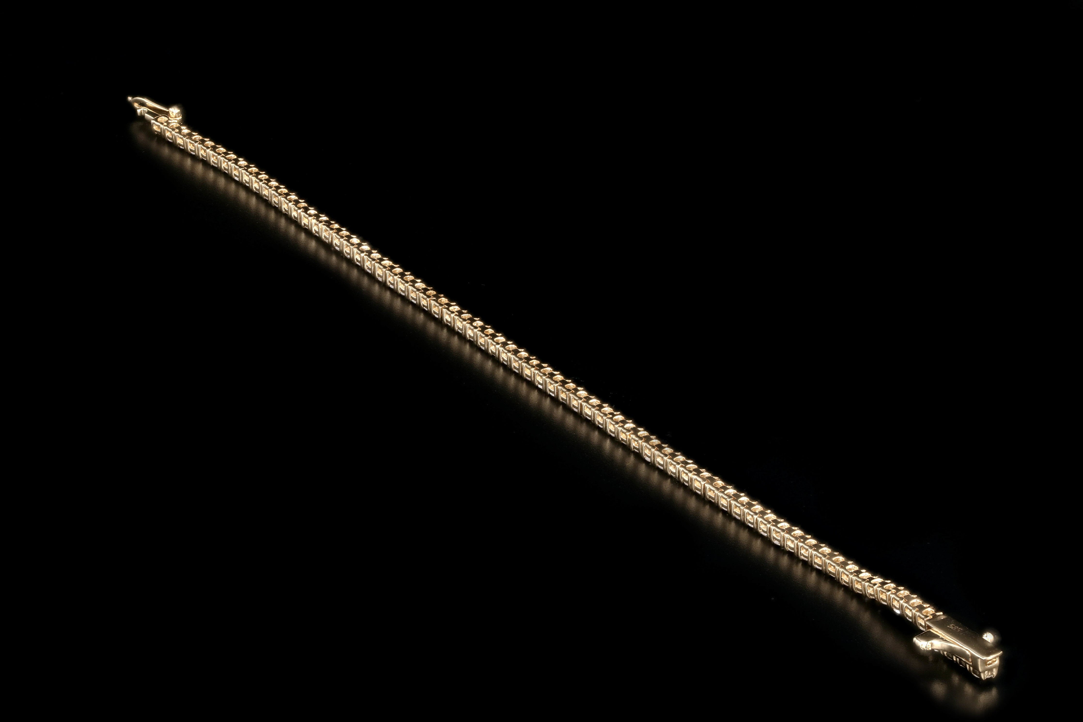 New 14K Yellow Gold 3.14 CTW Diamond Tennis Bracelet - Queen May