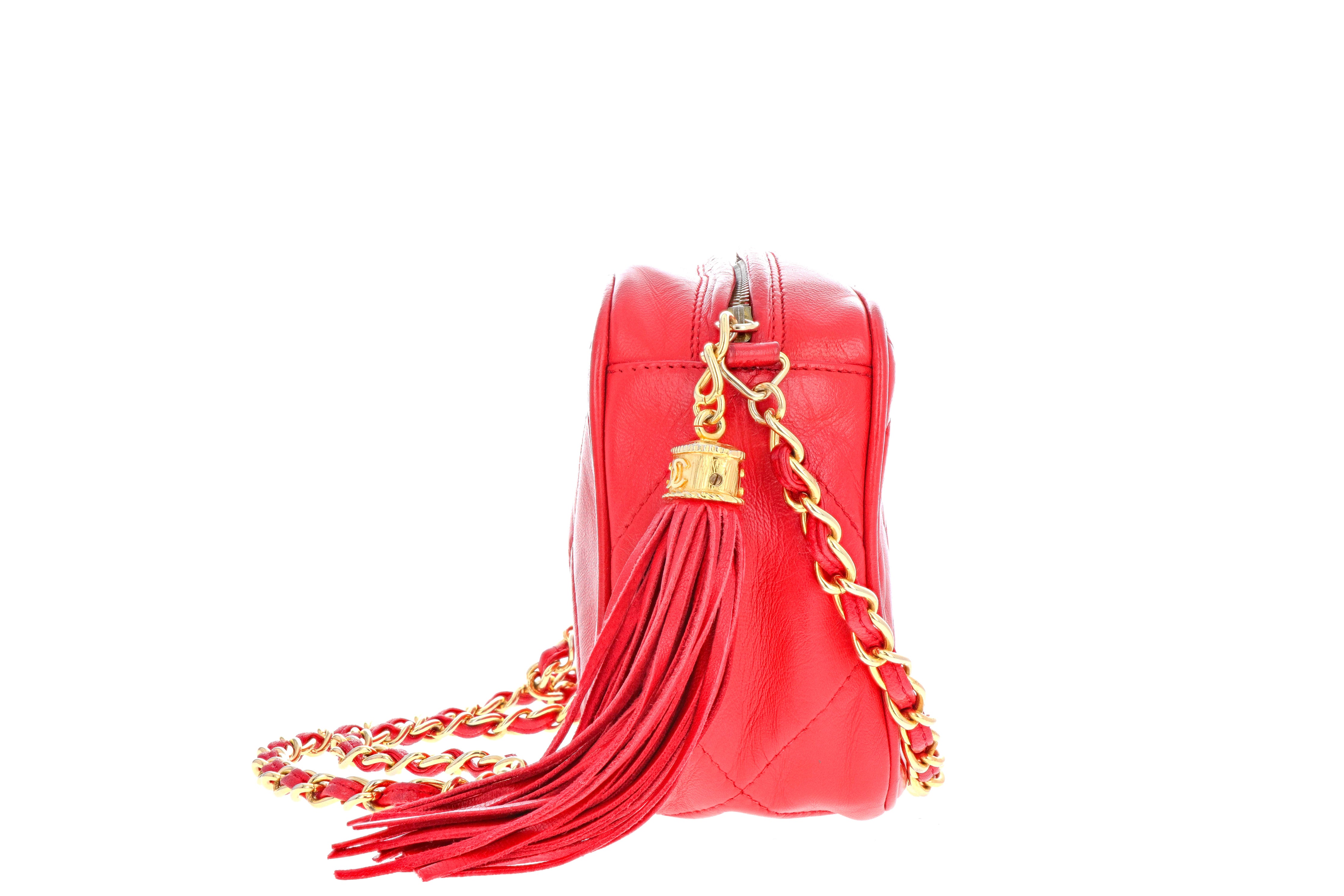 Vintage Chanel Red Diamond CC Camera Bag Small - Queen May