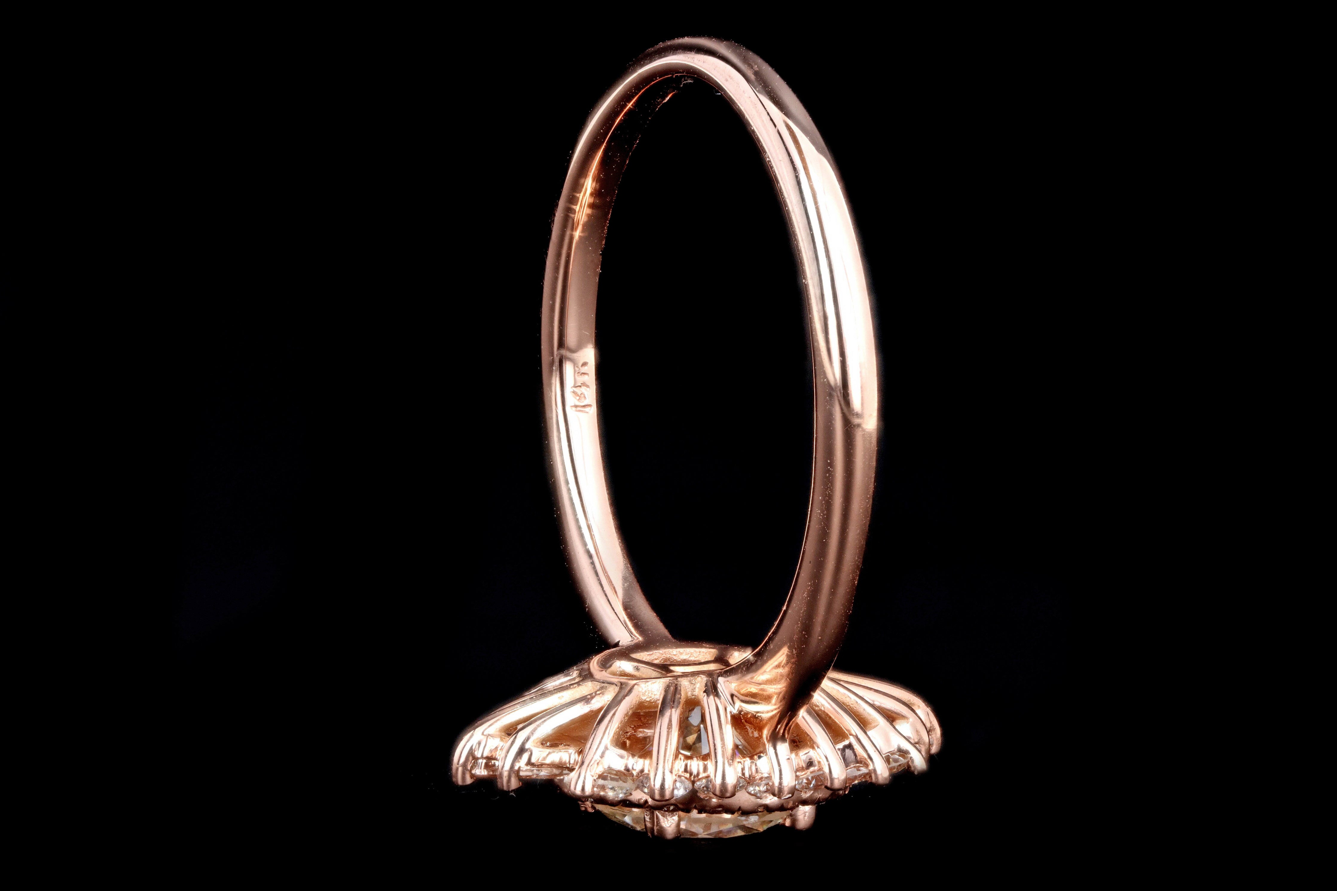 New 14K Rose Gold .81 Carat Round Brilliant Diamond Engagement Ring - Queen May
