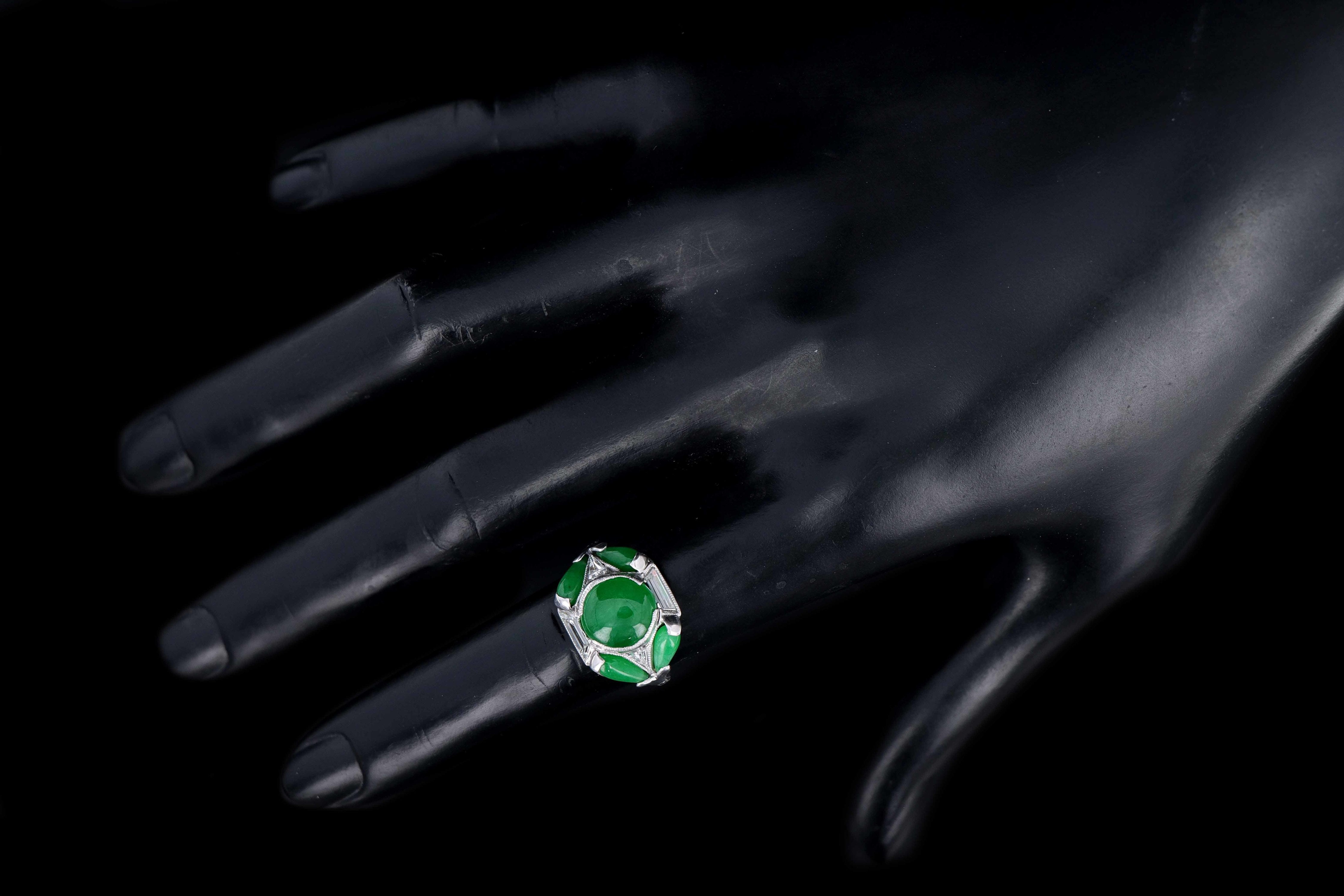 Marsh & Co. Art Deco Platinum Jadeite And Diamond Ring - Queen May