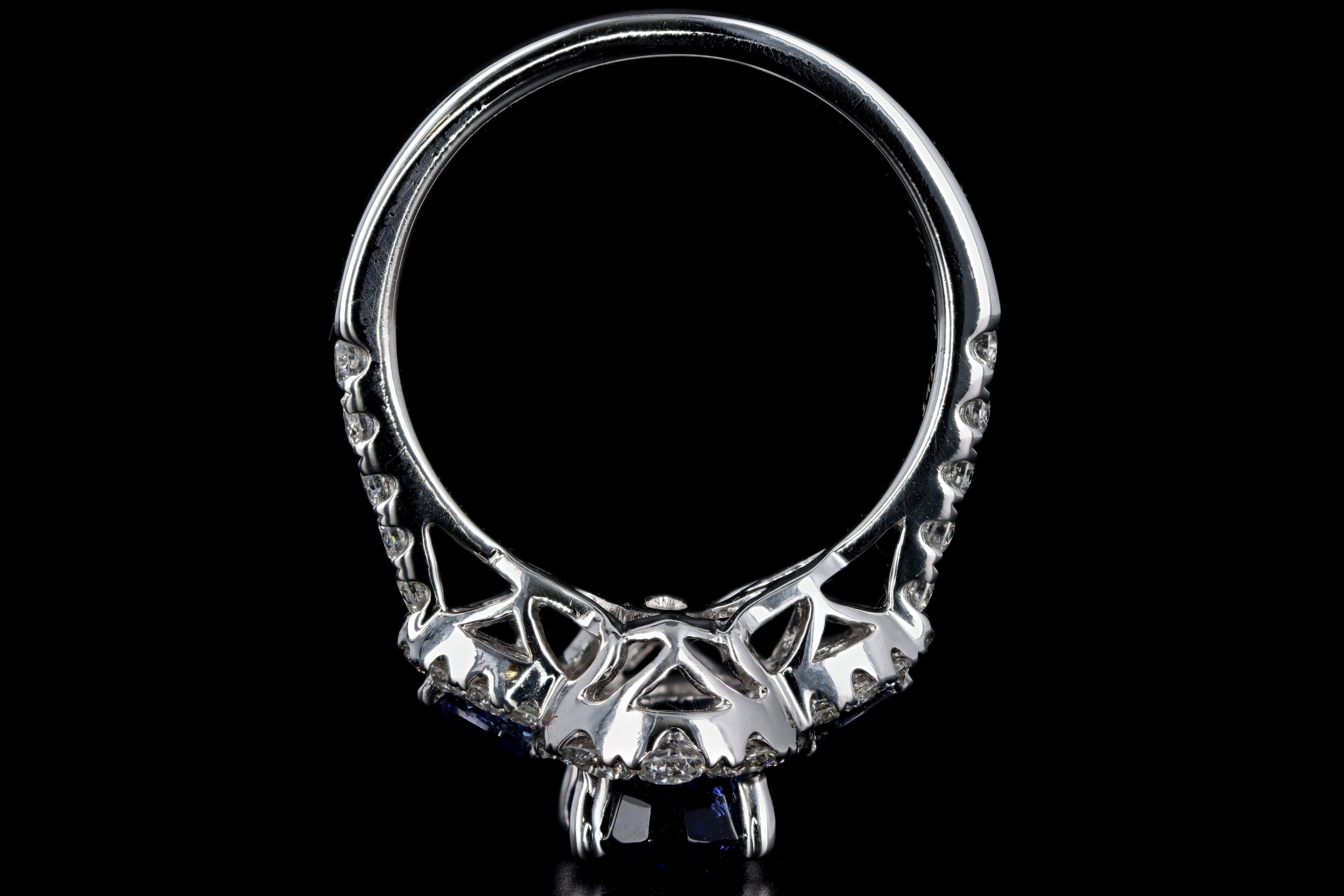 14K White Gold 2.23 Carat Oval Sapphire & Diamond Ring GIA Certified - Queen May