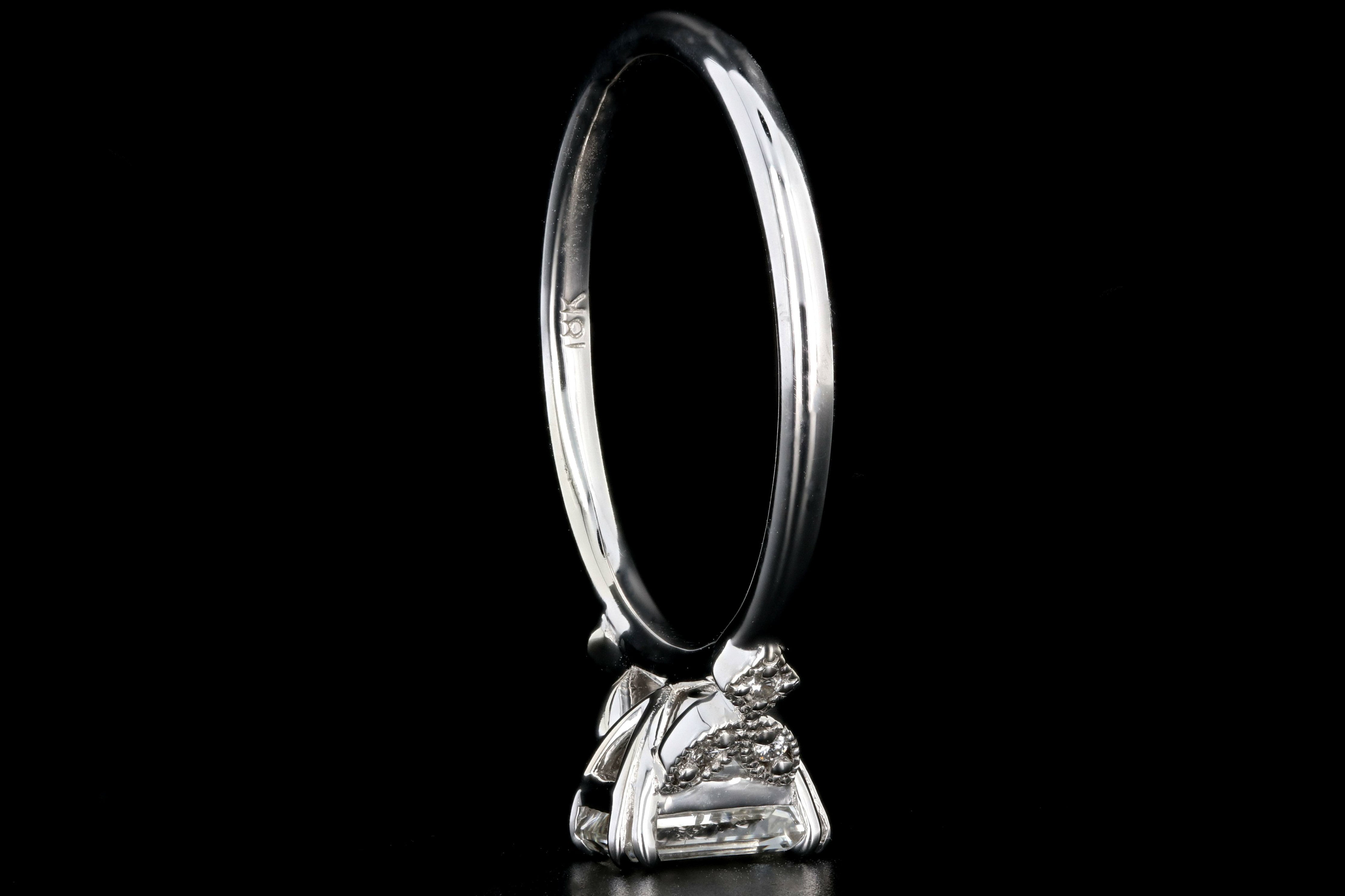 New 18K White Gold 1.22 Carat Emerald Cut Diamond Engagement Ring GIA Certified - Queen May