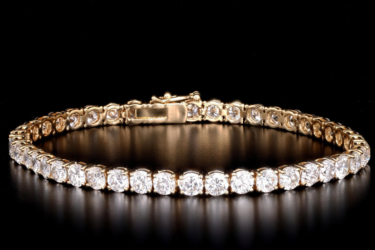 14K Yellow Gold 14.64 Carat Total Weight Diamond Tennis Bracelet - Queen May