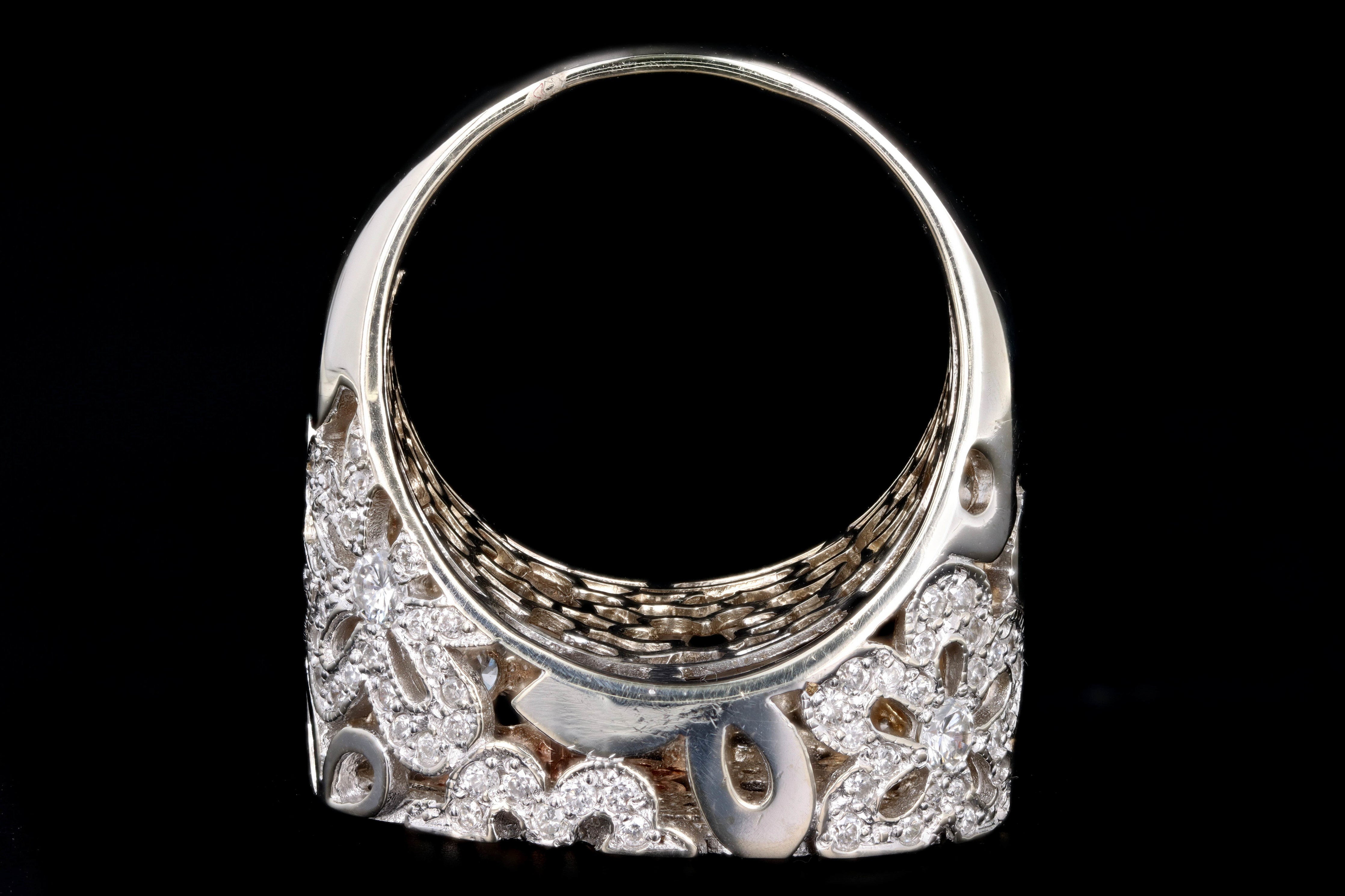 Modern 14K Gold 1 Carat Round Brilliant Diamond Flower Ring - Queen May