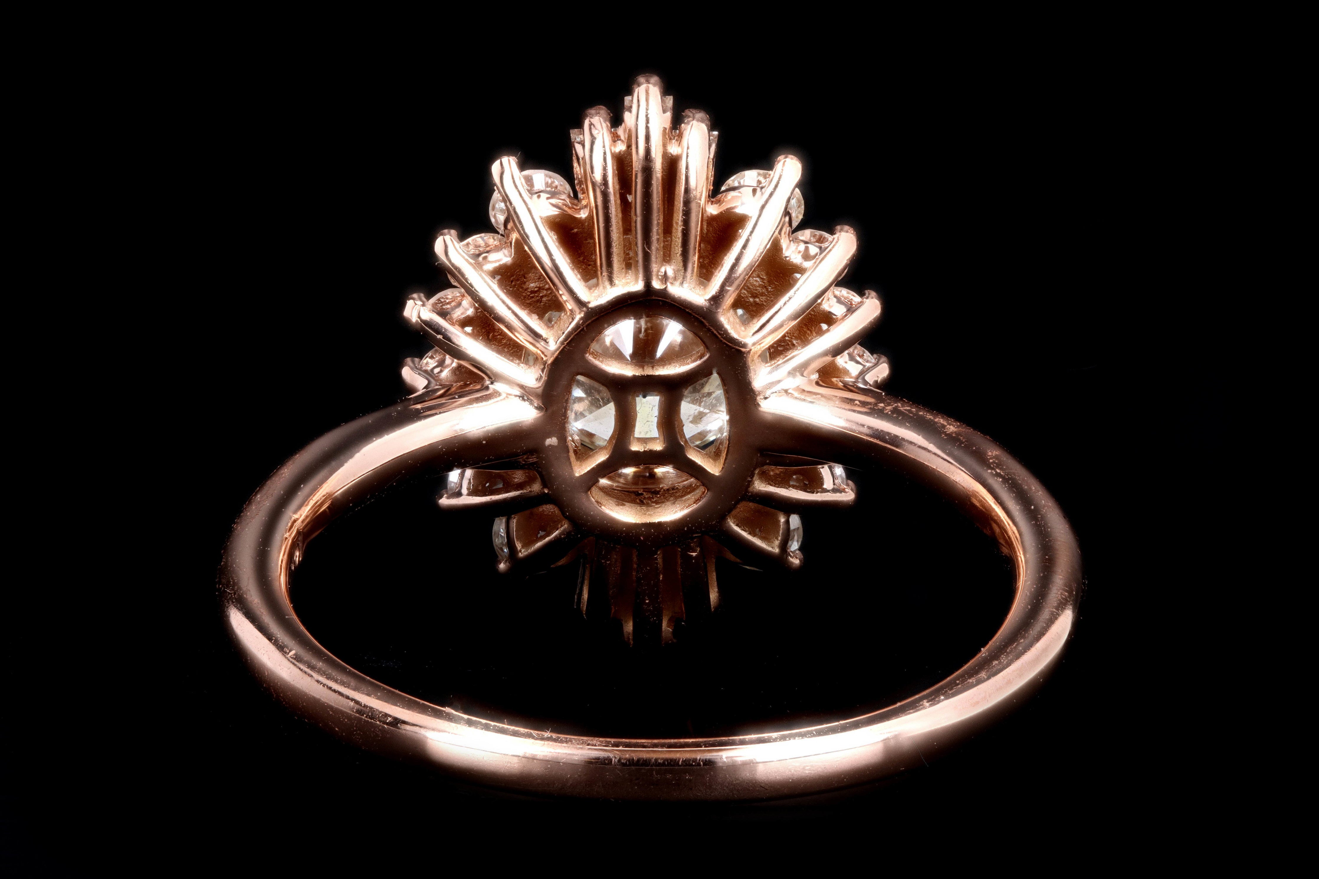 New 14K Rose Gold .81 Carat Round Brilliant Diamond Engagement Ring - Queen May