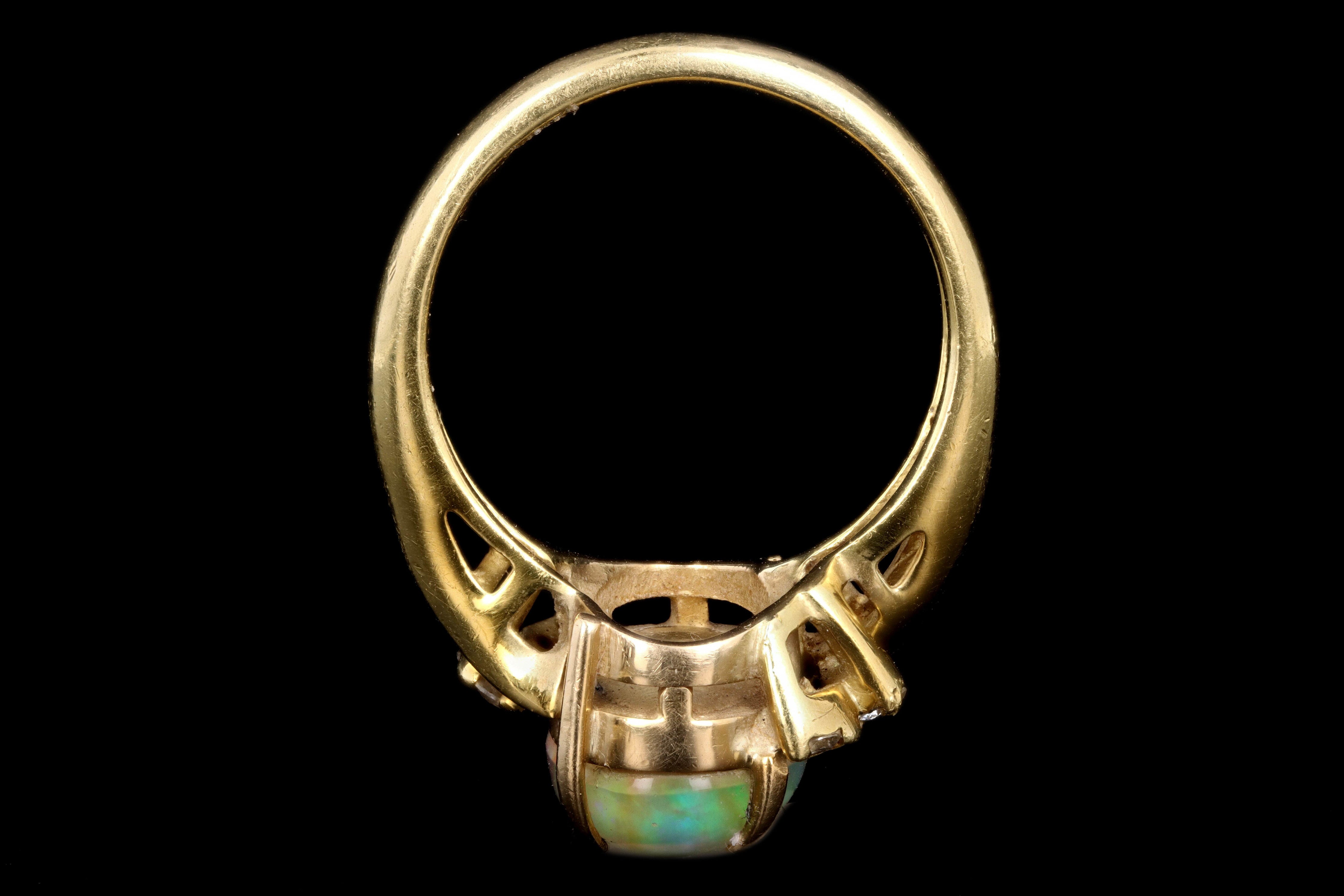 Modern 18K Yellow Gold 2.80 Carat Jelly Opal & Diamond Ring - Queen May