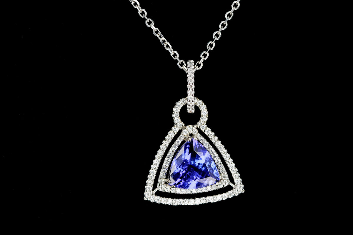 18K White Gold Tanzanite & Diamond Pendant - Queen May