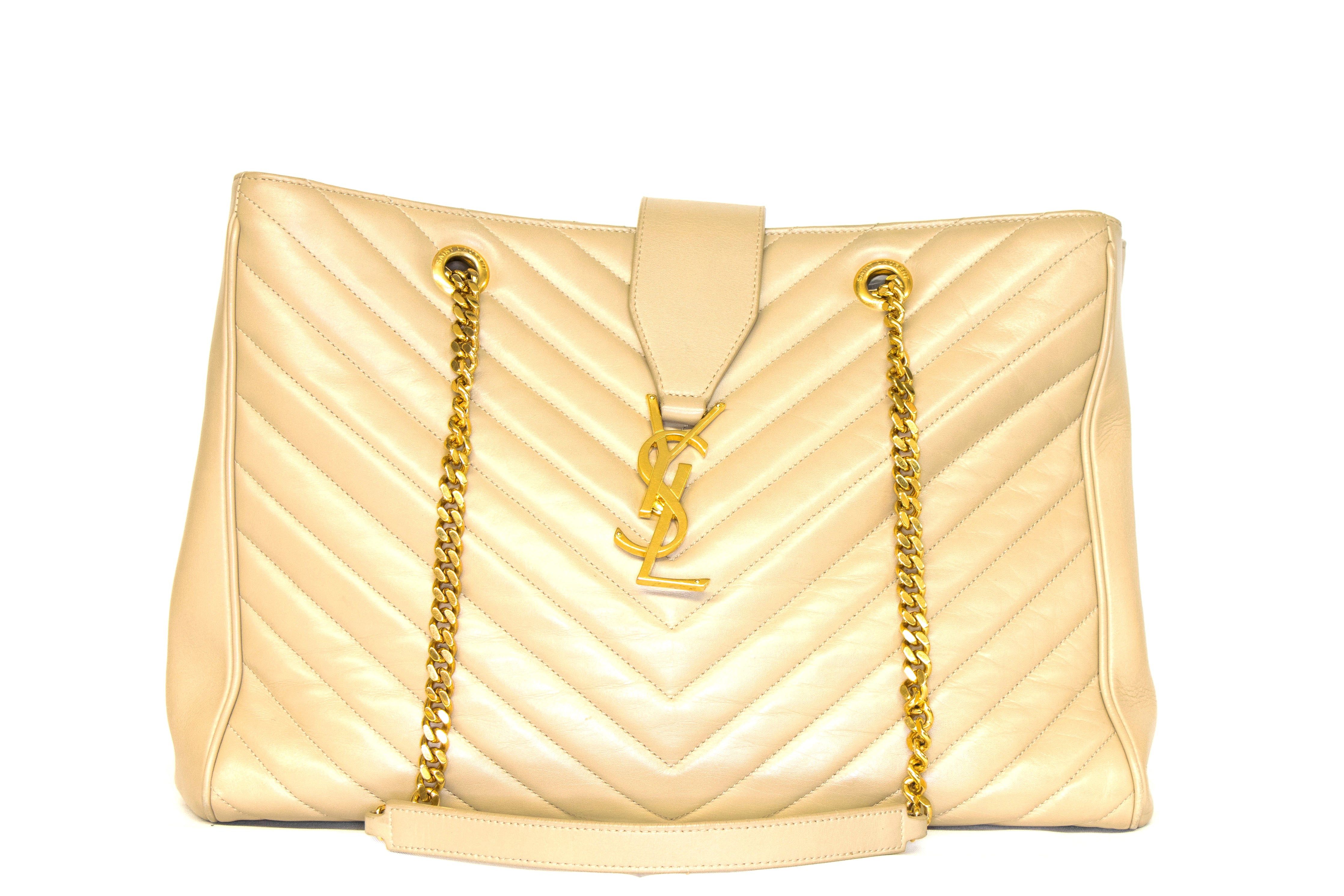 Saint Laurent Monogram Chevron Tote Bag - Queen May